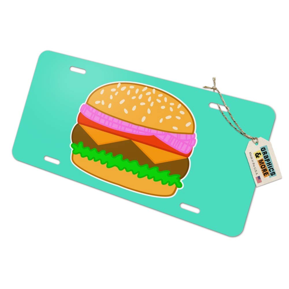 Vintage Hamburger Novelty Metal Vanity License Plate - Fun Car Decor for Summer Road Trips & Beach Outings