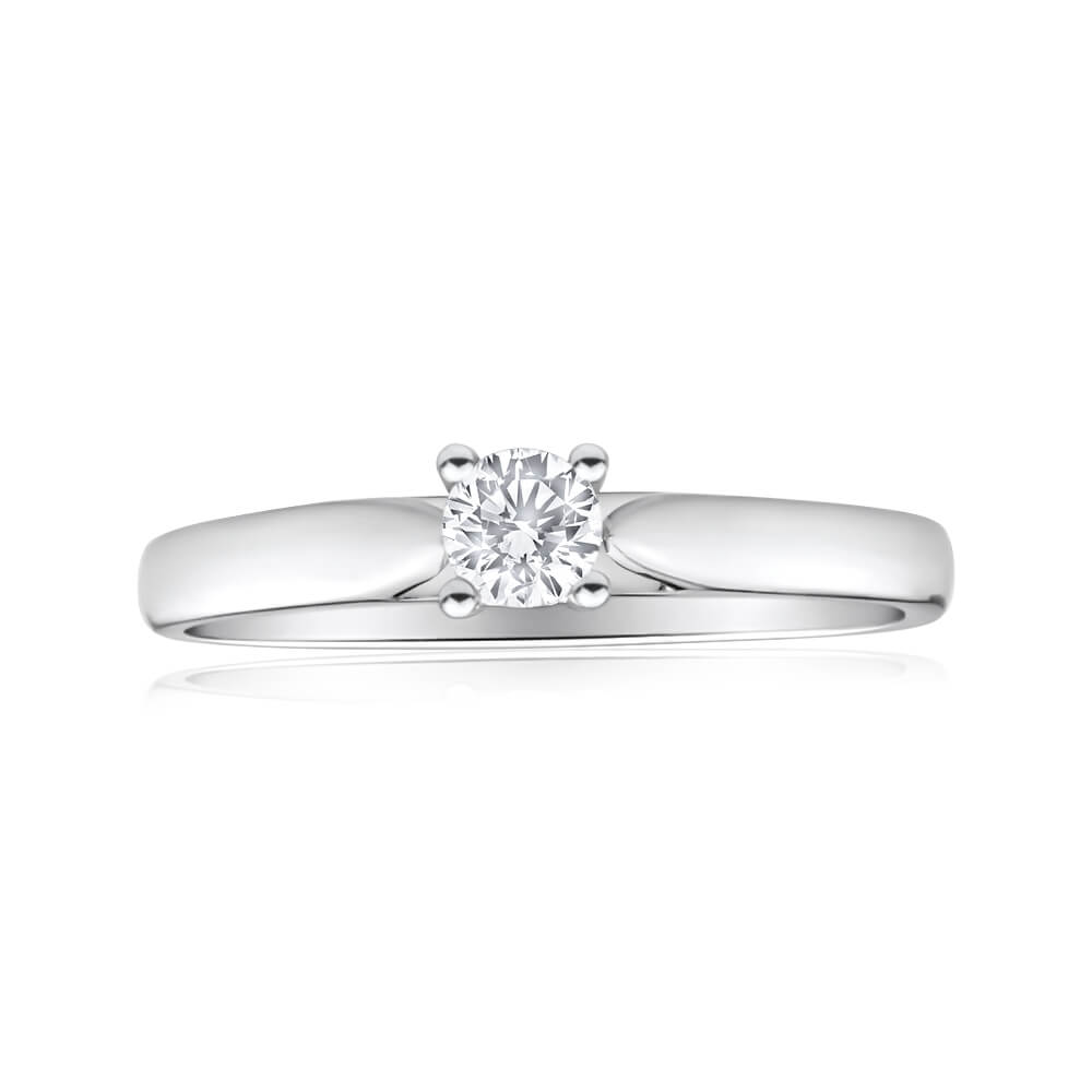 0.2 Carat Diamond Solitaire Ring in 9ct White Gold - Elegant Engagement & Wedding Jewelry for Women