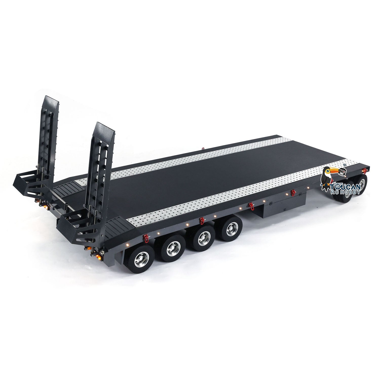1/10 1/8 1/7 1/14 1/12 Scale RC Metal 6-Axle Full Trailer with Hydraulic System for Remote Control Construction Trucks - DIY Model Car Accessory for Off-Road Hauling & Construction Site Play