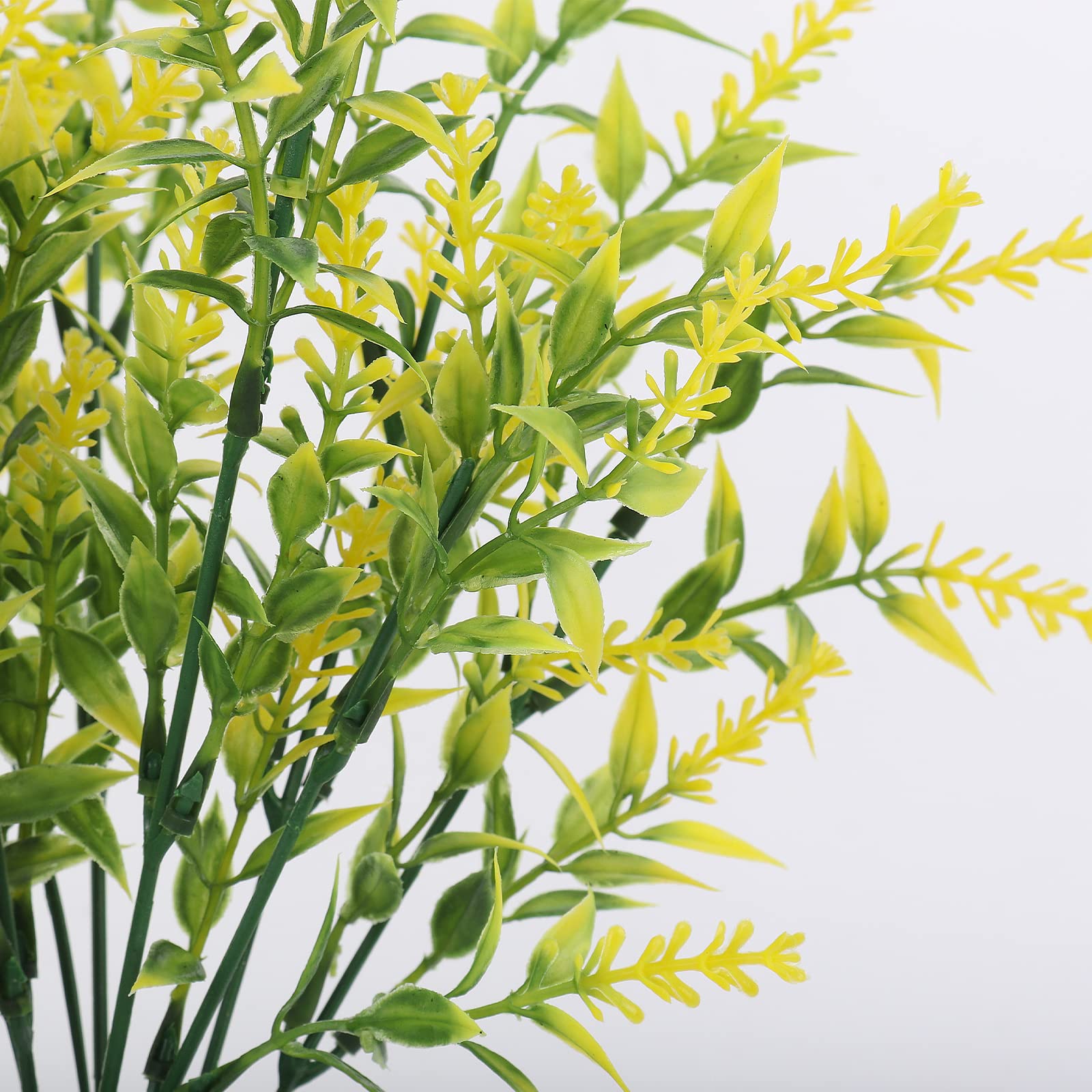 12 Pack UV Resistant Artificial Flowers Outdoor Fake Plants - Bulk Plastic Faux Flowers for Hanging Planters, Porch Vases, Window Decor - Spring Summer Home Garden Decoration (Yellow)