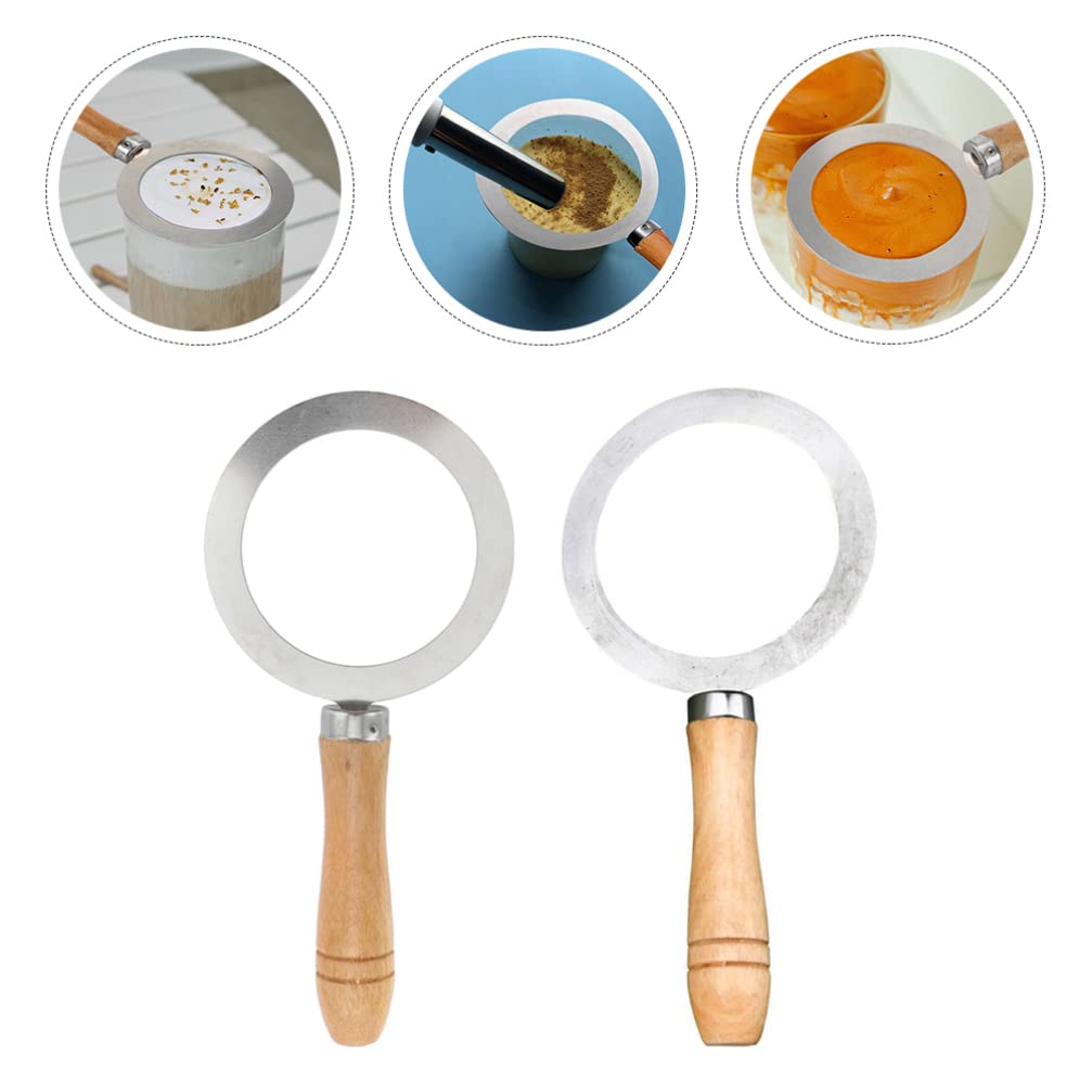 2PCS Stainless Steel Milk Tea Creme Brulee Ring - Baking Cup Rim Cover & Coffee Cup Gasket Tool for DIY Desserts, Bubble Tea, and Cafe Drinks