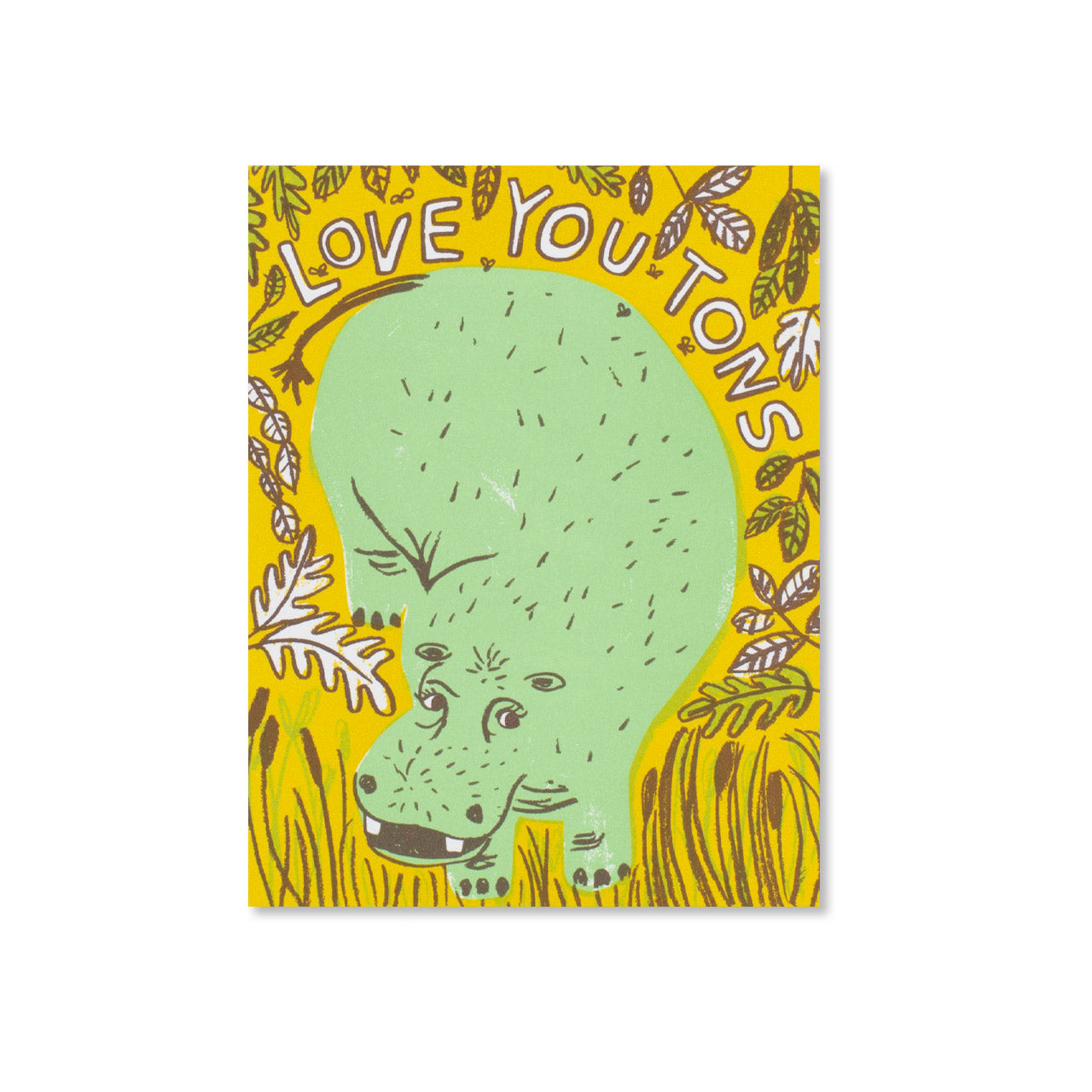 Love You Tons Hippo Greeting Card - Cute Animal Birthday Card for Friends, Family & Loved Ones - Perfect for Anniversaries, Valentine's Day & Special Occasions
