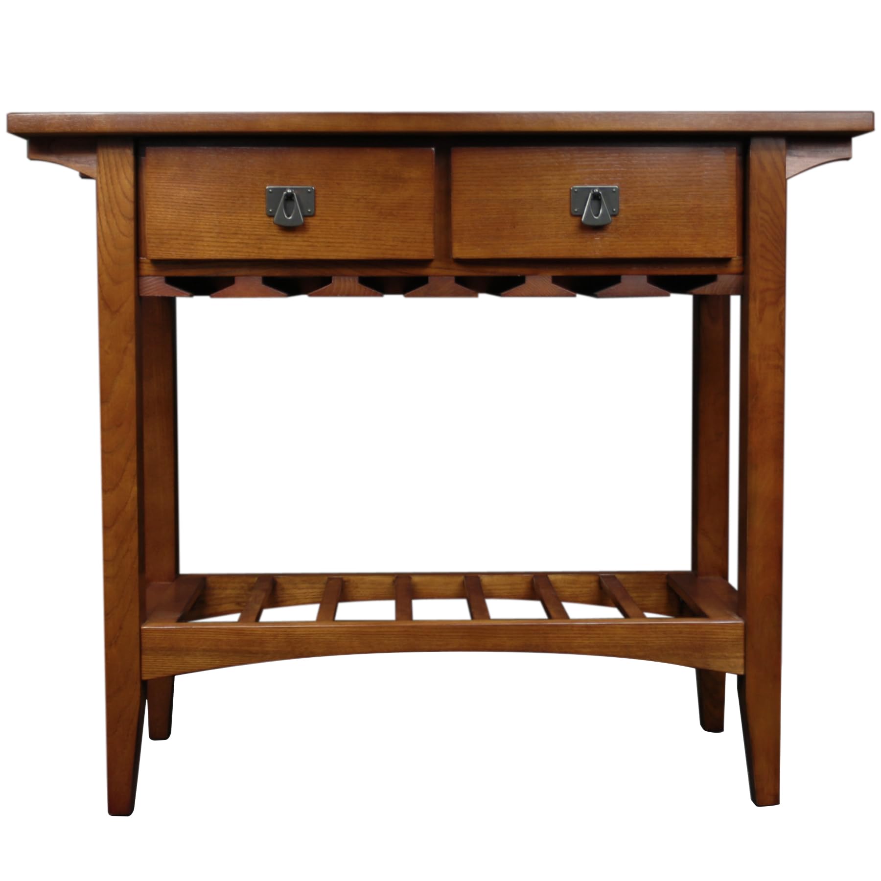 Leick Home 9061-RS Mission Style Wine Cabinet with Glass & Bottle Storage, 2 Drawers - Rustic Russet Finish Buffet Server for Dining Room, Living Room, Kitchen | Perfect for Wine Display, Entertaining & Home Bar Organization