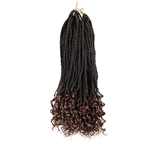 18 Inch 30 Strands/Pack Ombre Senegalese Twist Crochet Braiding Hair - T1B30 Synthetic Hair Extensions with Curly Ends (10Pcs/Lot) for Protective Styles & Natural Look