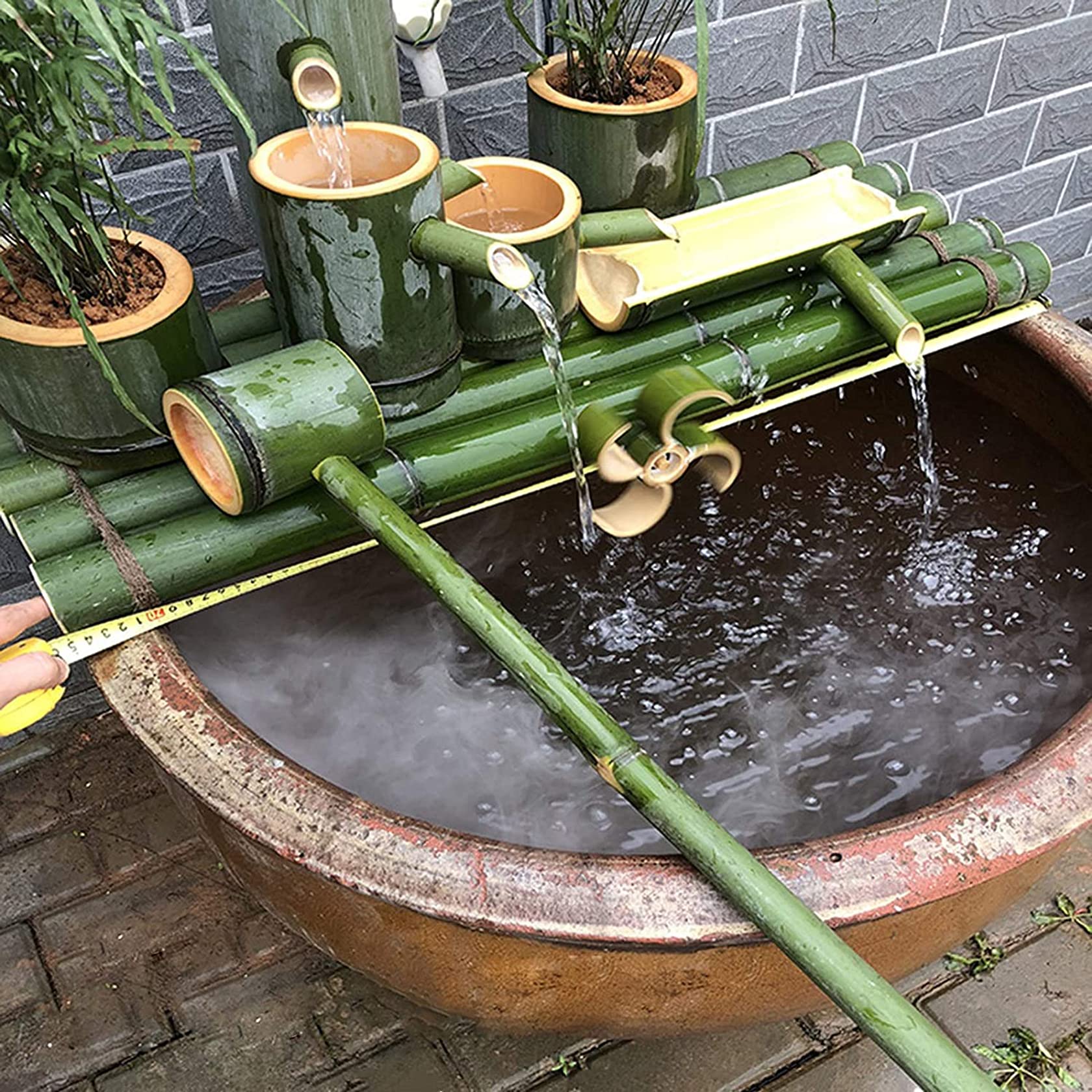 3-Tier Bamboo Water Fountain with Pump for Ponds, Gardens & Fish Tanks - Indoor/Outdoor Zen Decor, 45cm Landscape Fountain | Perfect for Patio, Backyard, Office & Meditation Spaces