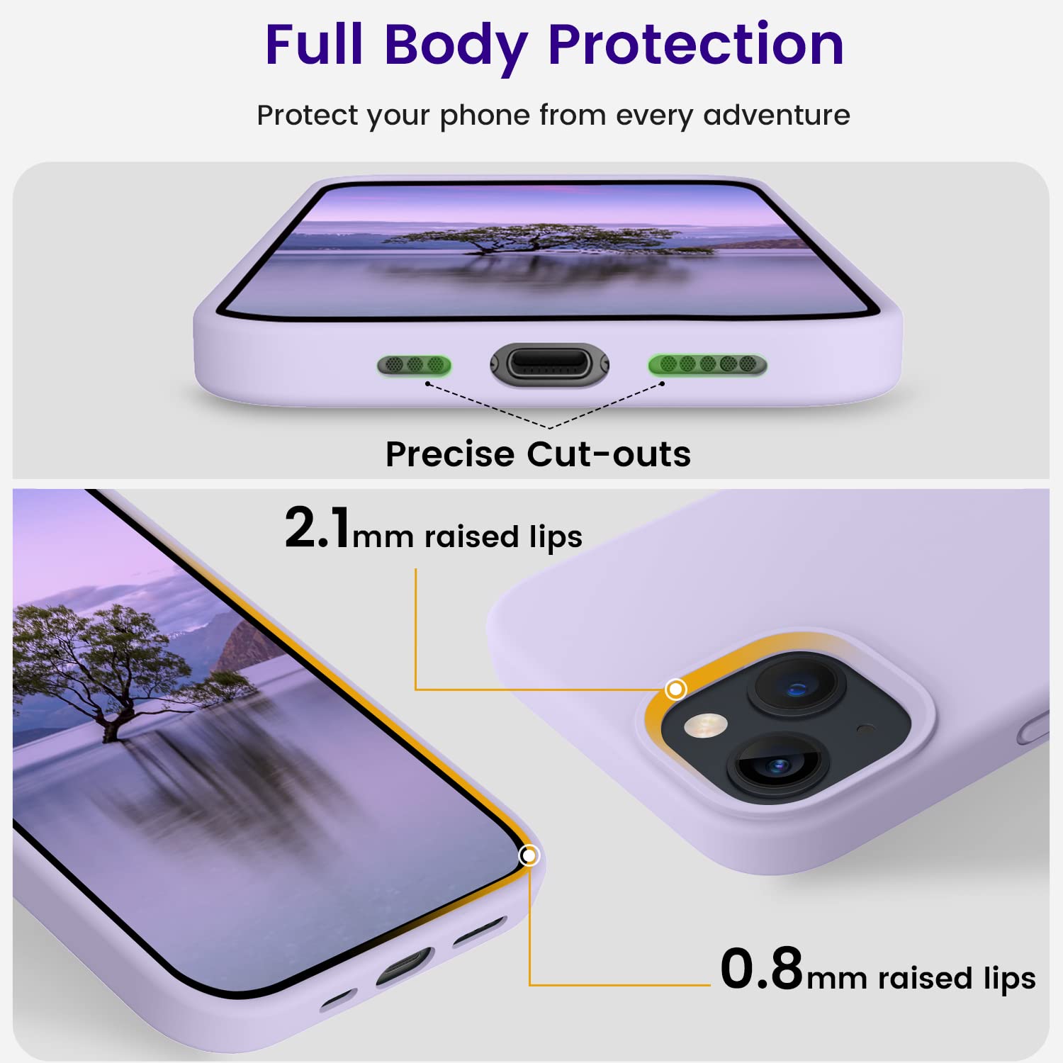 OTOFLY Shockproof Slim Silicone Case for iPhone 13 (6.1 Inch) - Premium Protective Cover in Cloud Mauve | Perfect for Everyday Use, Work & Outdoor Activities