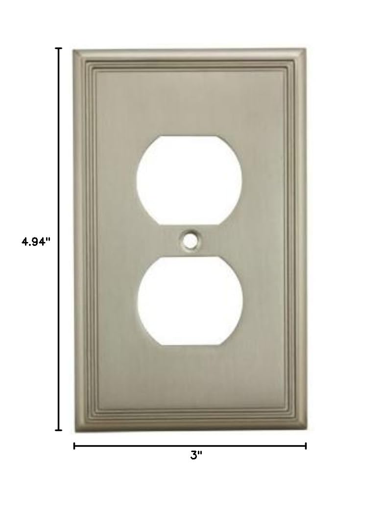 Cosmas 65049-SN Satin Nickel Single Duplex Electrical Outlet Wall Plate Cover - Durable & Stylish for Home, Office & Commercial Use