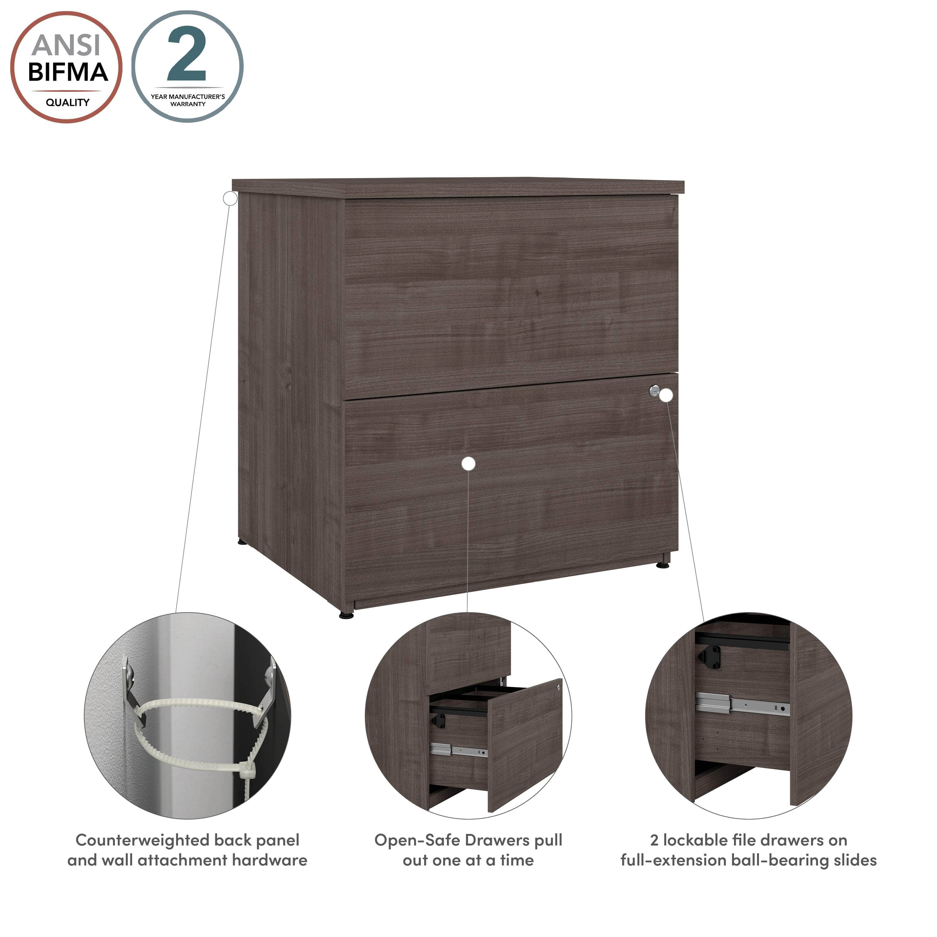 Ridgeley 28W 2-Drawer Lateral File Cabinet - 3 Colors (Black, Gray, White) - Office Storage & Document Organization Solution for Home & Business Workspaces