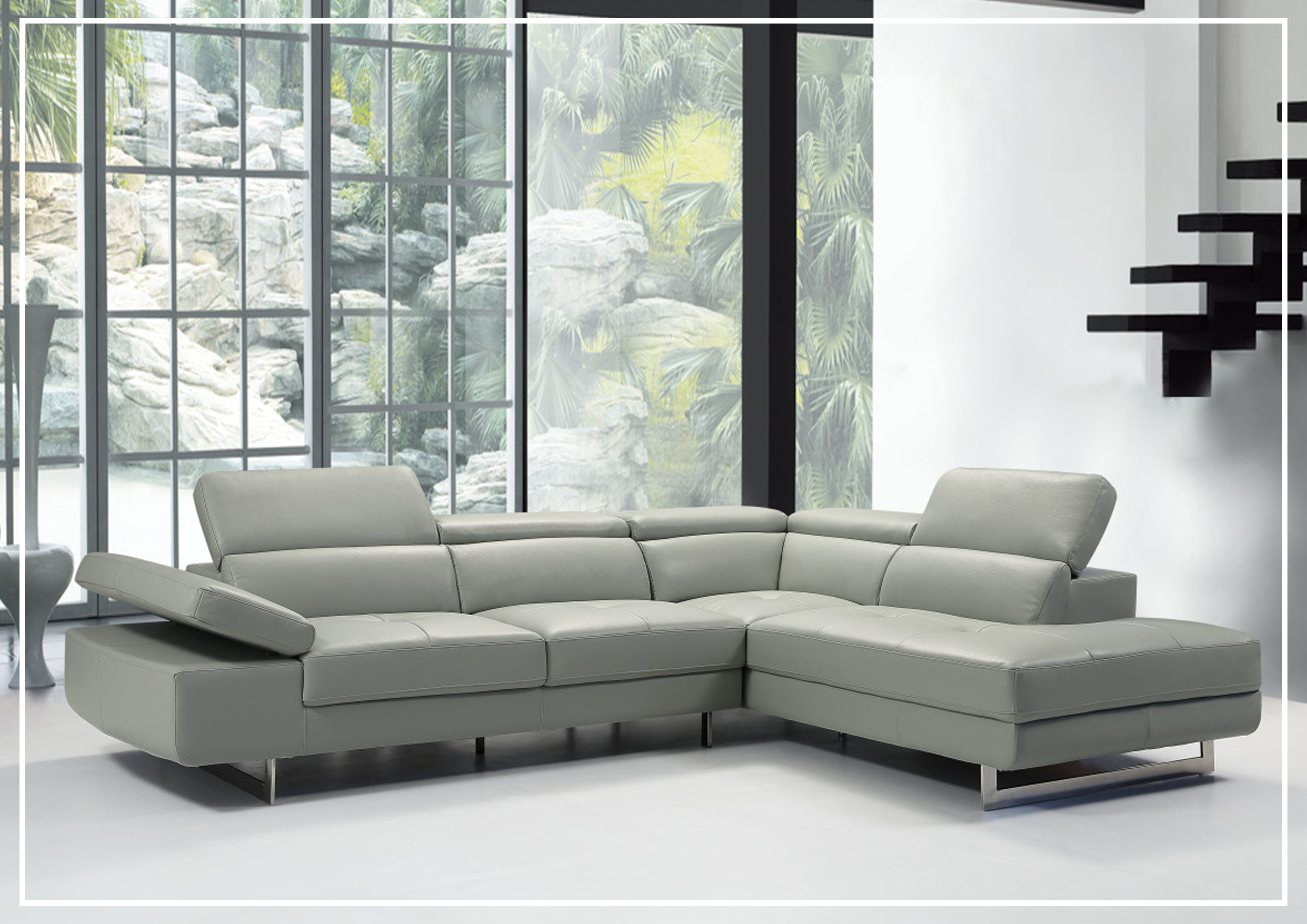 Gio Italia Cavour Mansion L-Shaped Italian Leather Sectional Sofa - Luxurious Modern Living Room Furniture for Home Theater & Family Gatherings