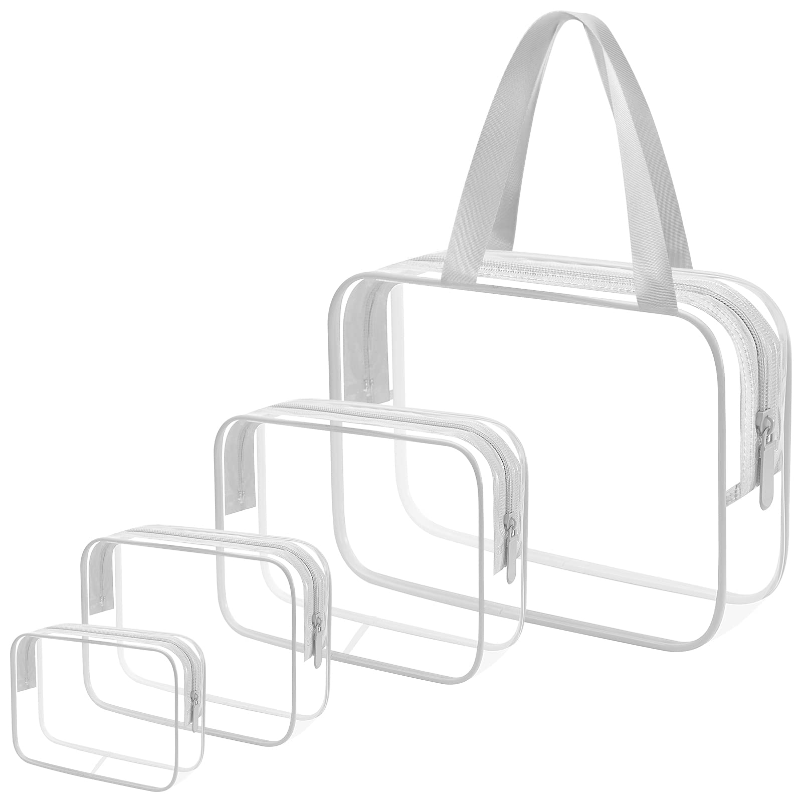 ANRUI 4-in-1 Clear Travel Toiletry Bag - Large Waterproof Cosmetic Organizer with Leakproof Design | TSA Approved Airport Security Liquid Bag for Quick Screening (Grey) - Perfect for Business Trips, Vacations & Gym Essentials