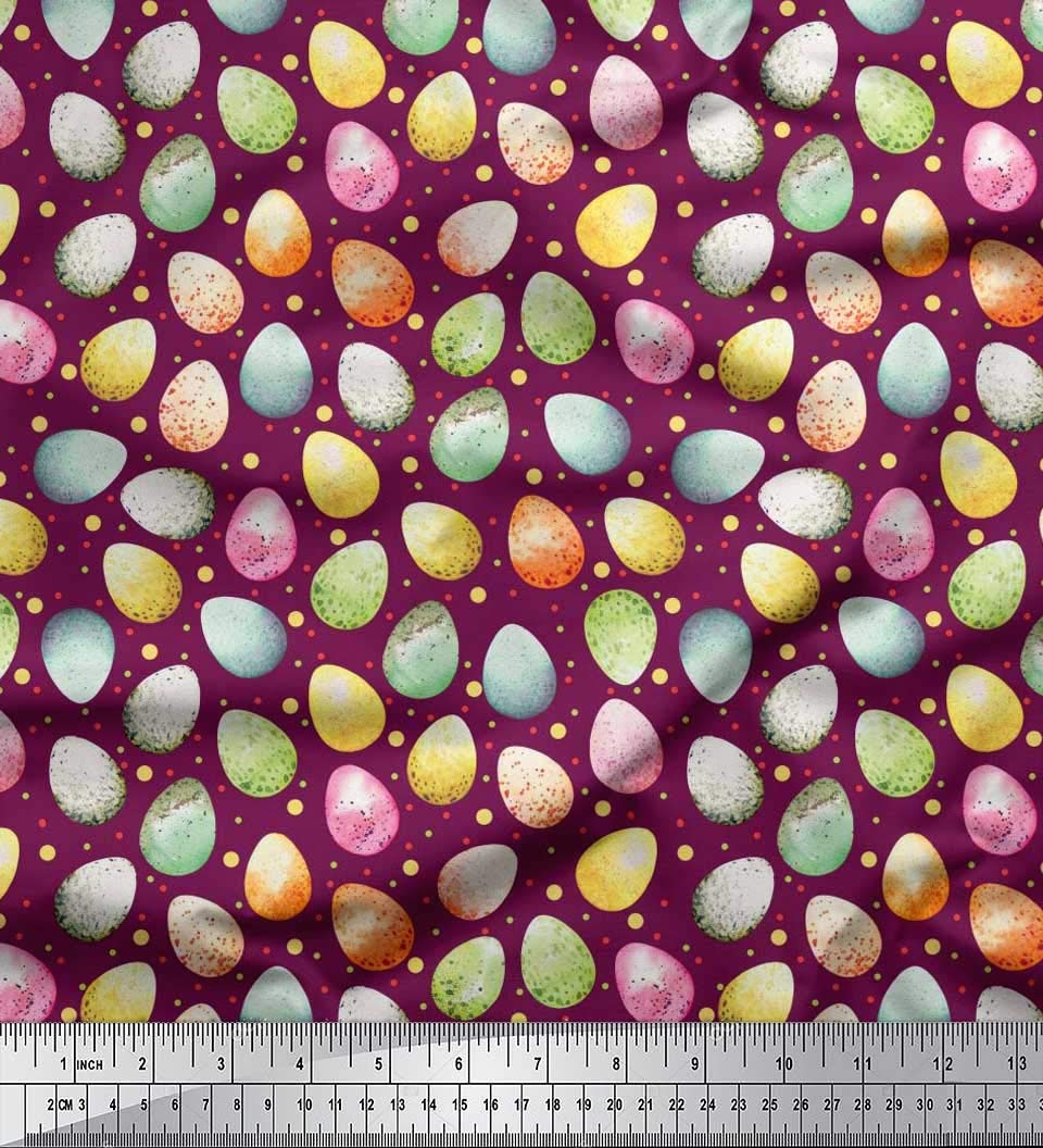 Soimoi Moss Georgette Brown Fabric by The Yard - 42 Inch Wide Easter Egg Pattern Printed Textile for DIY Crafts, Dressmaking & Home Decor | Perfect for Easter Decorations, Spring Fashion & Sewing Projects