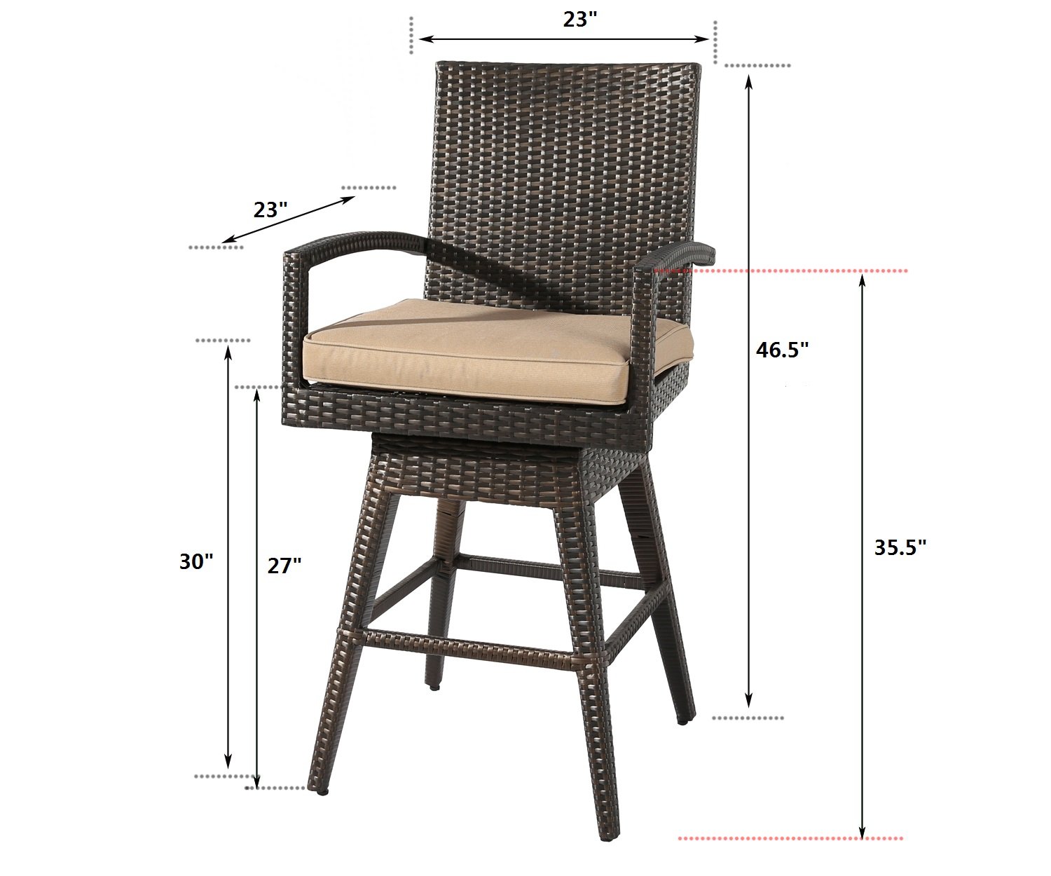 Premium Outdoor Wicker Bar Stools - Weather-Resistant Patio Bar Height Stools for Backyard, Poolside & Deck - Set of 2 Modern Rattan Counter Stools for Outdoor Entertaining