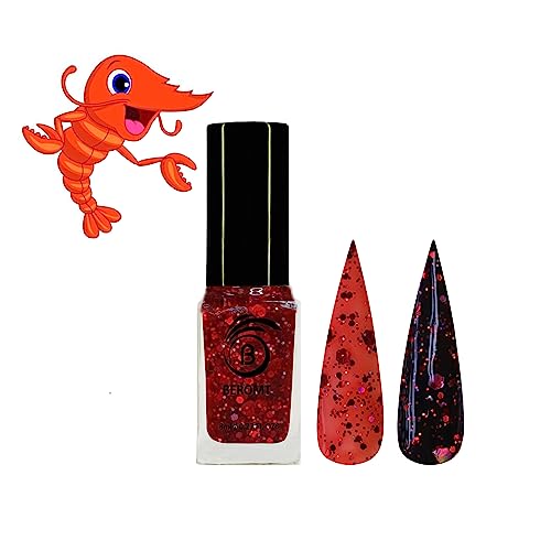 HEXA HOLO CHUNKY RED PRAWN NAIL POLISH - BNP 220, Long Lasting Glitter Nail Polish for Women, Vegan & Cruelty Free Nail Lacquer - Perfect for Parties, Holidays & Special Occasions