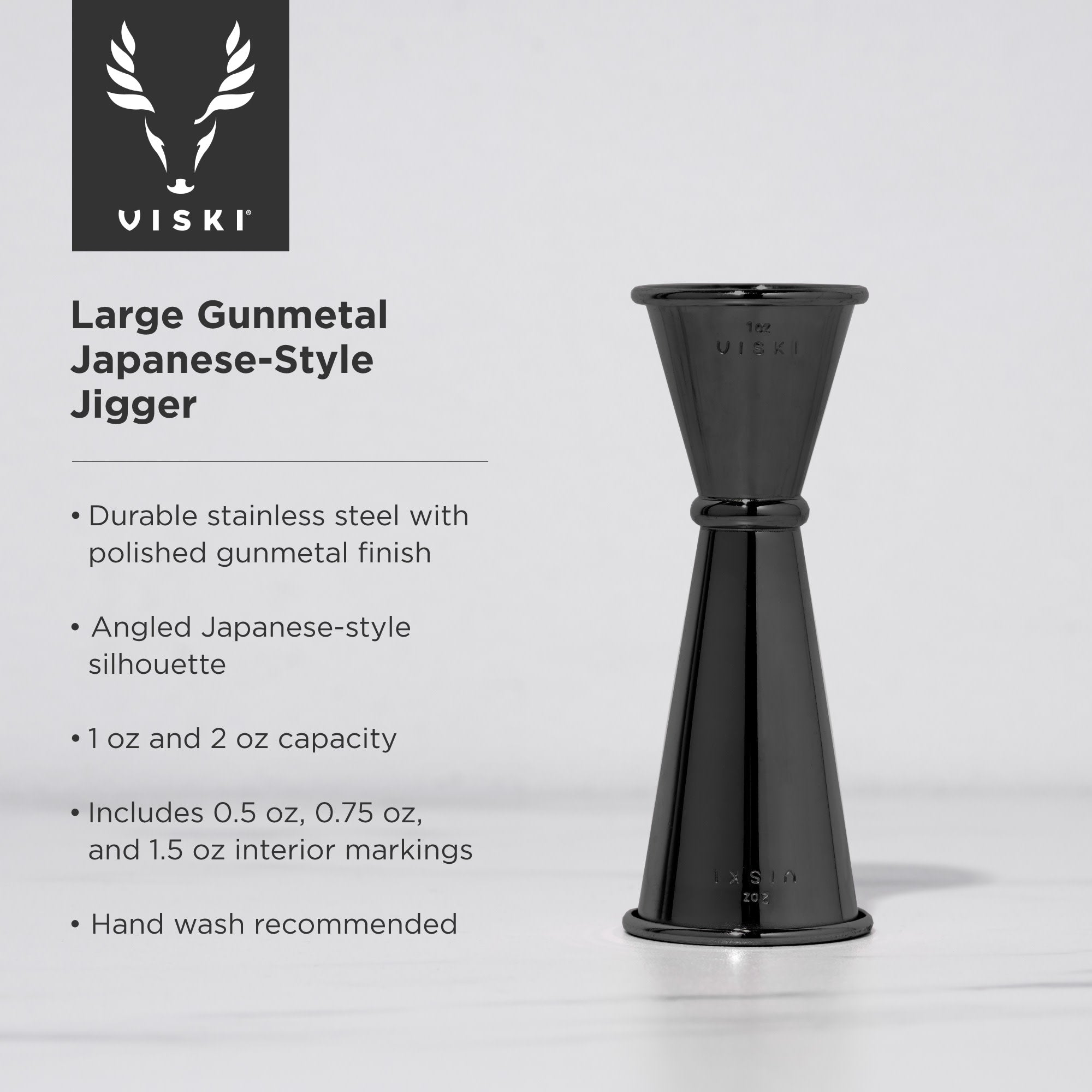 Warren Large Japanese Style Jigger - Premium Stainless Steel Bartender Measuring Cup for Cocktails, Mixology, and Home Bar Use - Perfect for Whiskey, Vodka, and Craft Cocktails