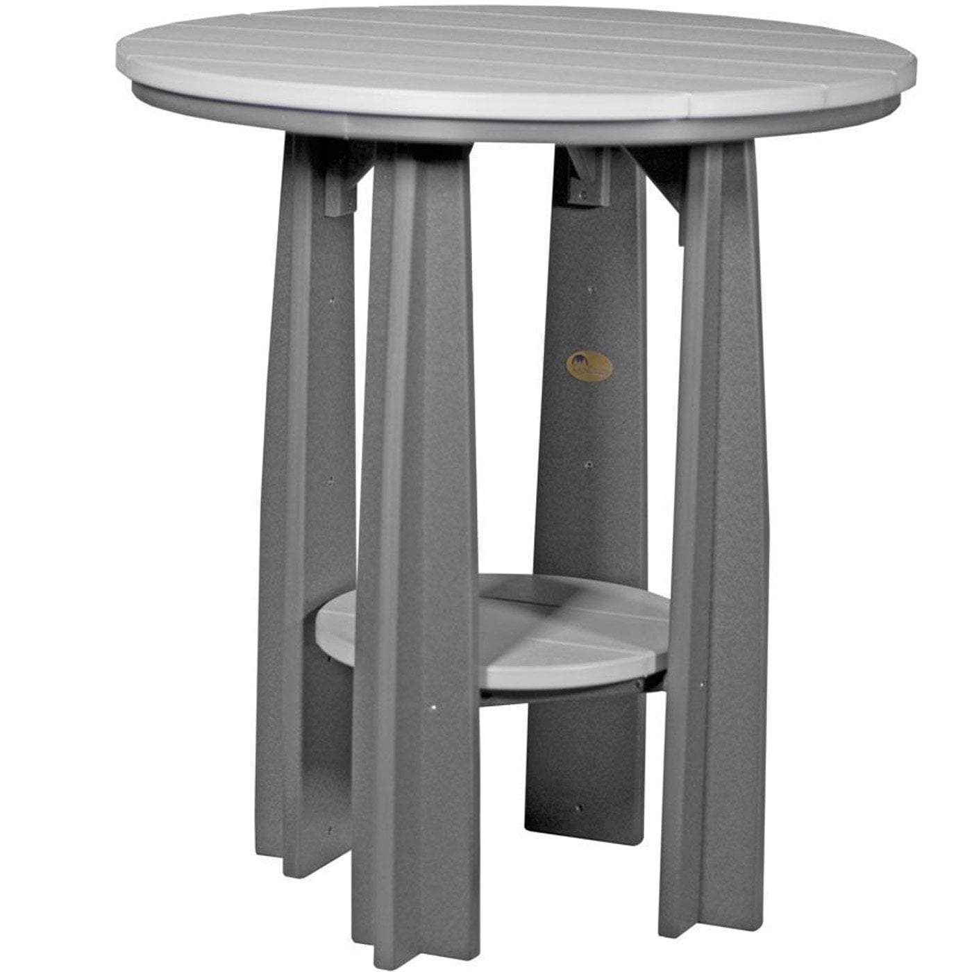 LuxCraft 36-Inch Recycled Plastic Balcony Table with Cup Holder - Dove Gray Outdoor Patio Furniture for Small Spaces, Perfect for Coffee, Drinks & Relaxing on Your Deck or Porch