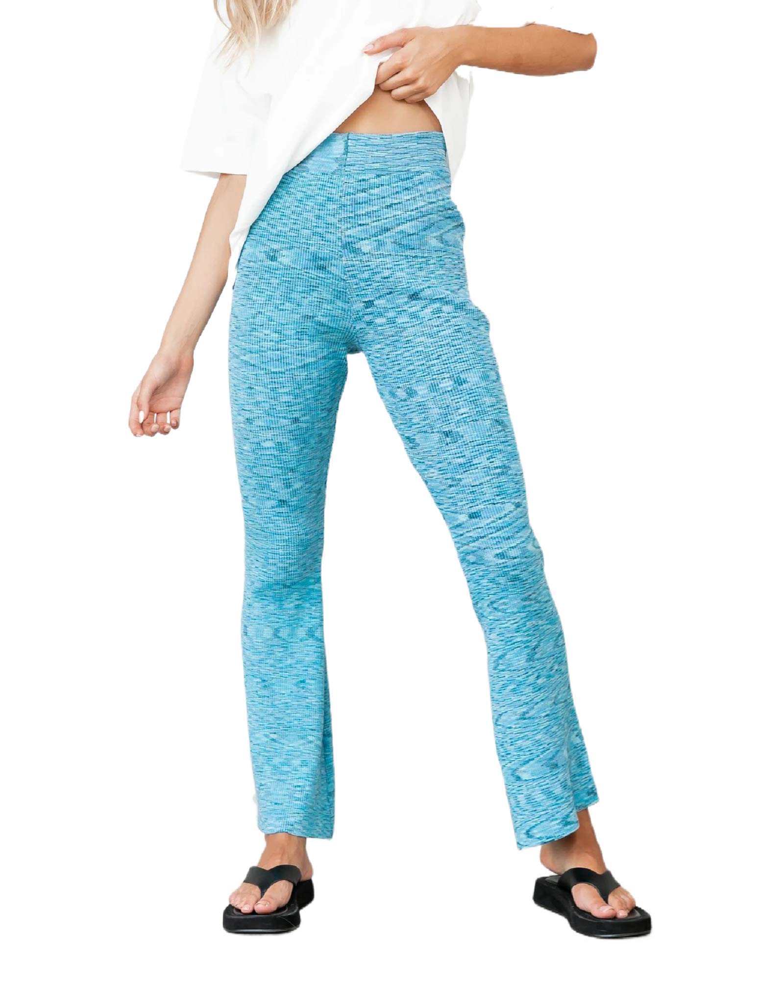 Y2K Tie Dye Knit Plaid Pants for Women - High Waist Checked Wide Leg Trousers | Vintage Knit Summer Streetwear | Perfect for Music Festivals, Beach Outings & Casual Wear