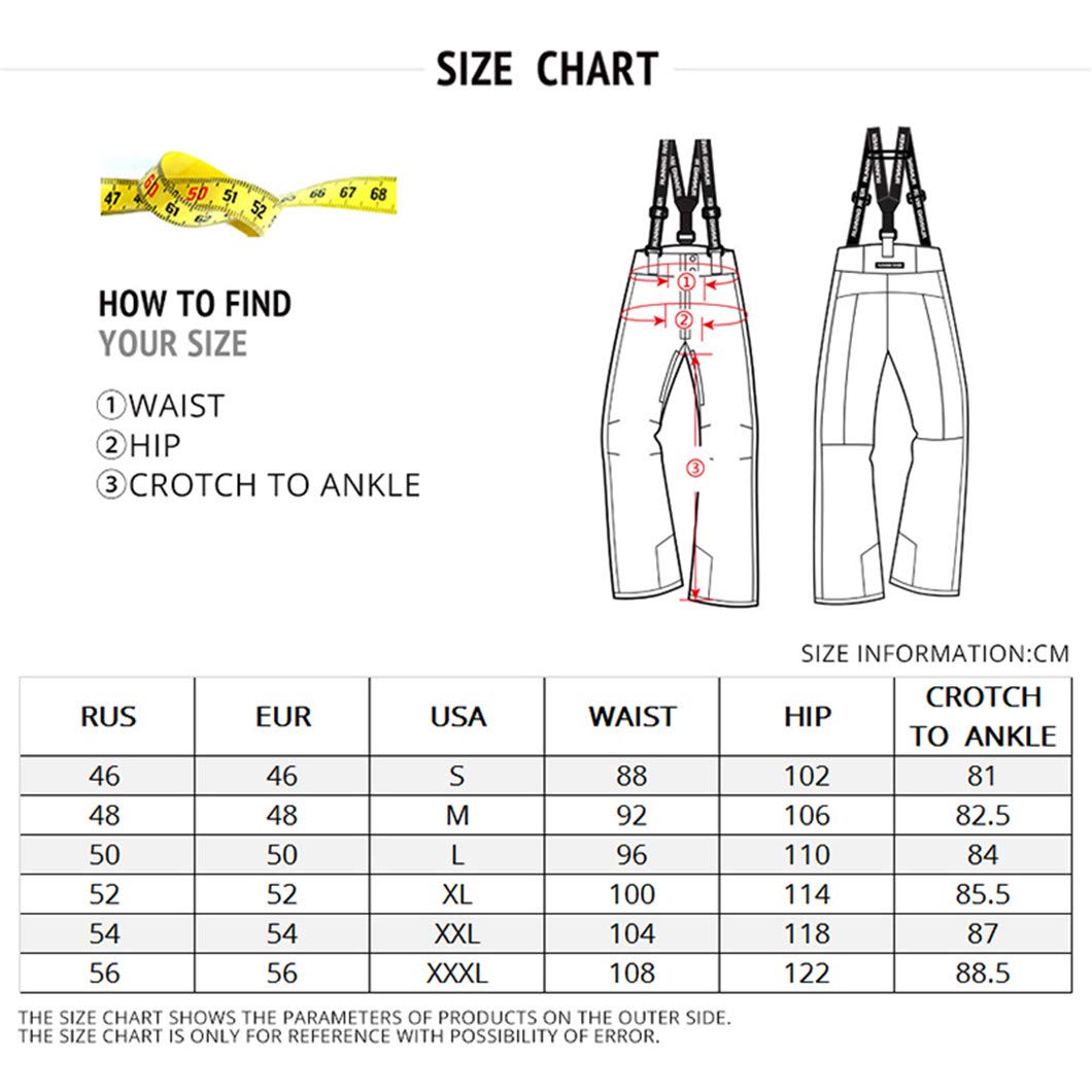 Men's Waterproof Winter Ski Pants with Adjustable Shoulder Straps - Thermal Snow Pants for Skiing, Snowboarding & Outdoor Sports - Perfect for Cold Weather Activities