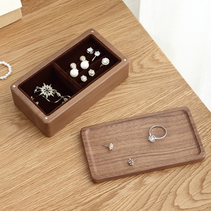 Luxury Magnetic Wooden Jewelry Box Organizer - Travel Jewelry Case for Necklace, Earrings & Rings - Perfect for Home Storage, Travel & Gifts