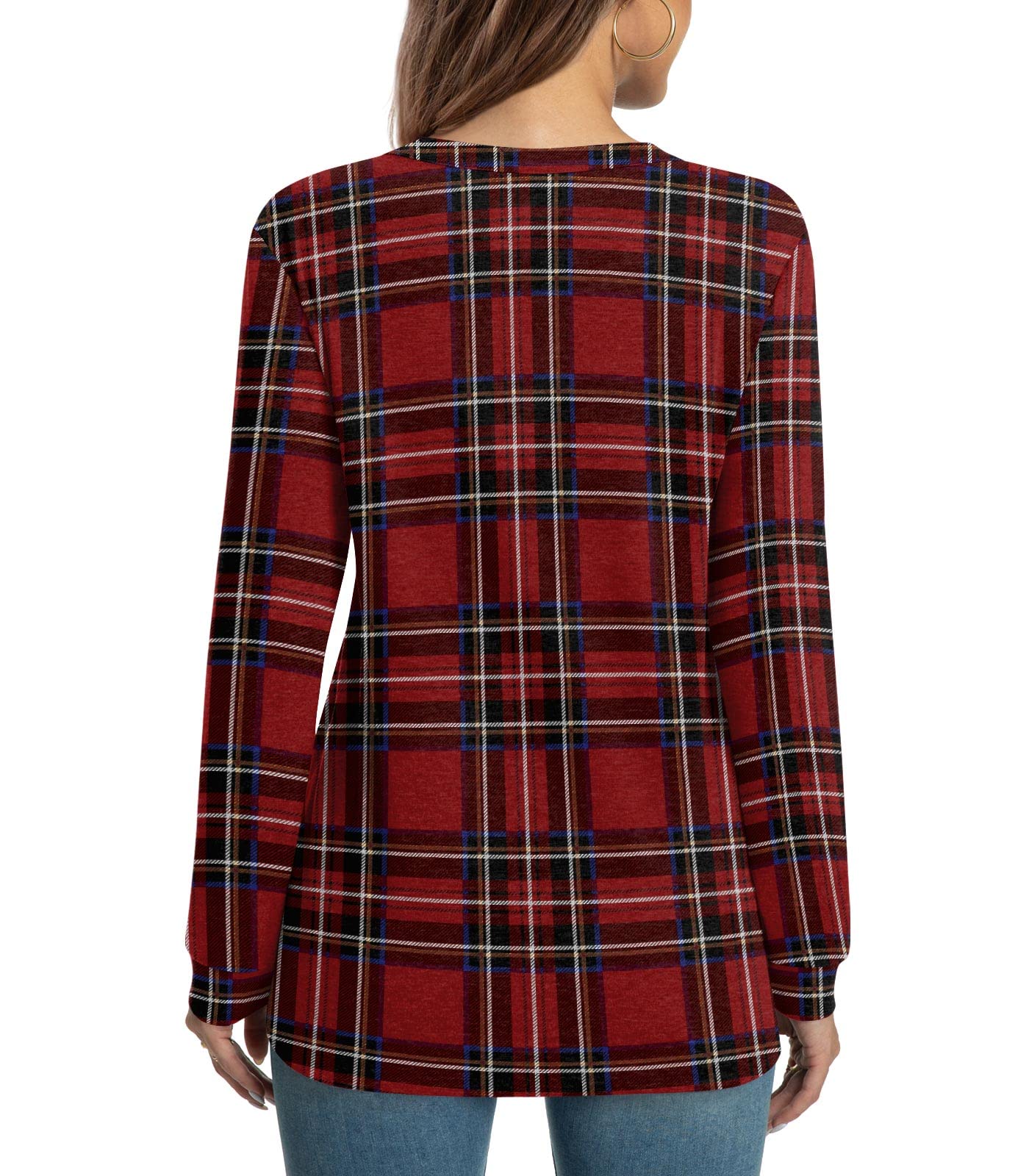 2024 Women's Winter & Fall Long Sleeve Casual T-Shirts - V-Neck Button Down Henley Blouse Tunic Tops | HOTGIFT | Perfect for Office Wear, Layering & Everyday Comfort