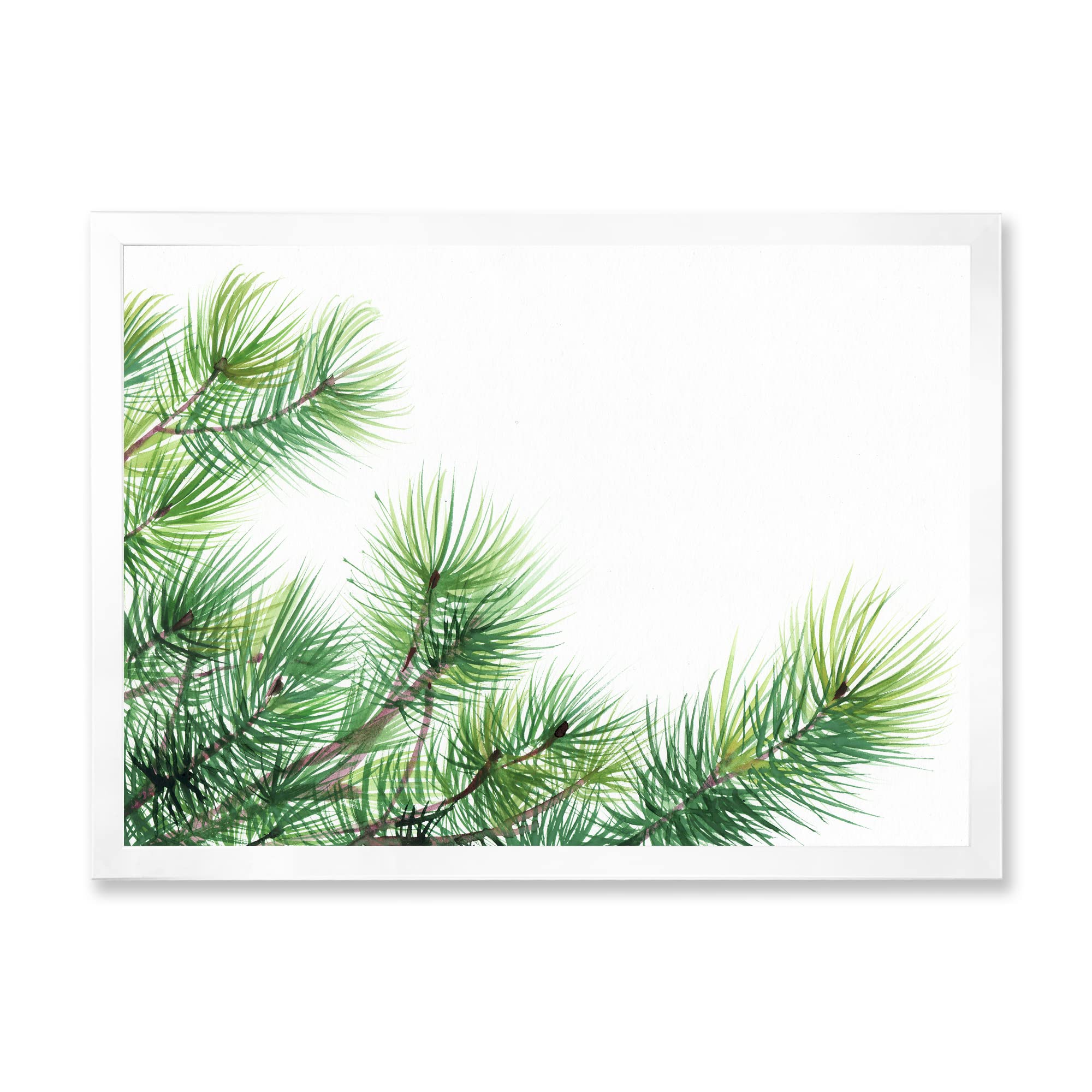 DesignQ Pine Tree Branches Traditional Framed Wall Art - Nature Inspired Home Decor for Living Room, Bedroom & Office - Perfect for Rustic, Farmhouse & Modern Interior Design Styles