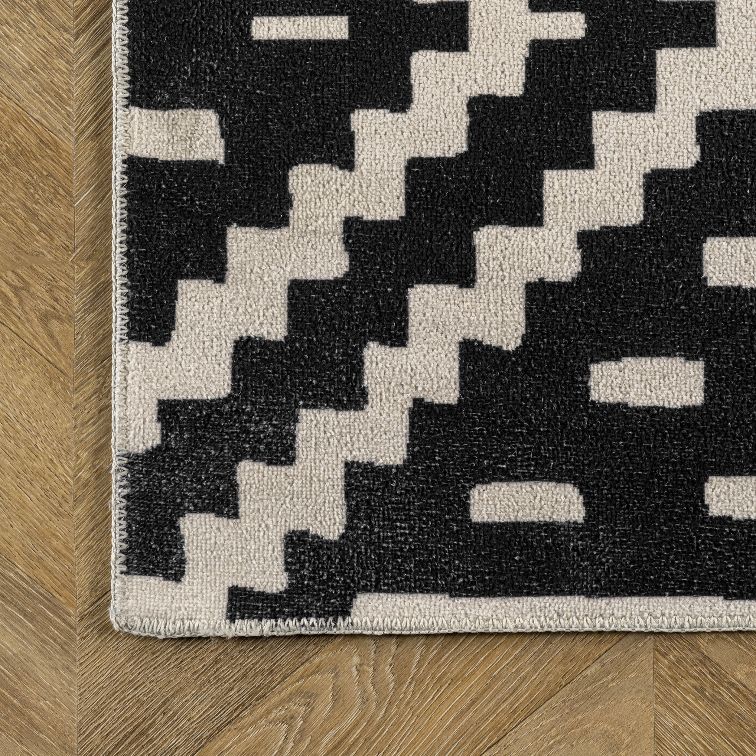 Alexis Trellis Washable Rug - Machine Washable Black Indoor/Outdoor Area Rug for Living Room, Bedroom, Patio & Office