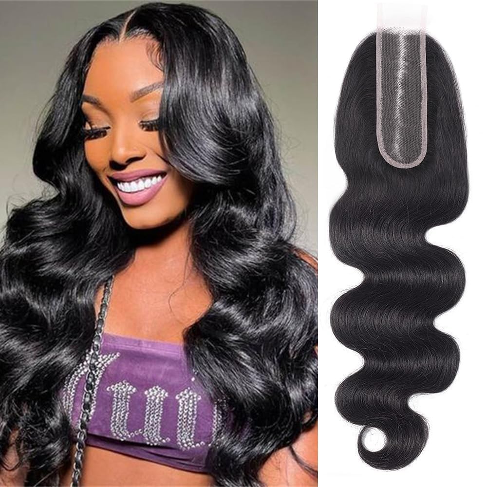 14 Inch Brazilian Body Wave Lace Closure - 2x6 Free Part Unprocessed Virgin Human Hair in Natural Black | Perfect for Sew-In Weaves, Protective Styling & Everyday Glam