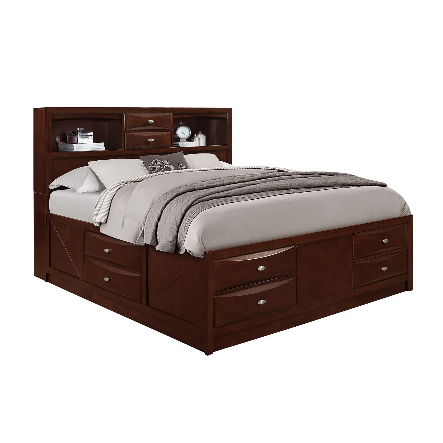 Global Furniture Merlot Queen Bed Platform - Modern Wooden Bed Frame with Sturdy Support for Bedrooms | Perfect for Master Bedrooms, Guest Rooms & Apartments