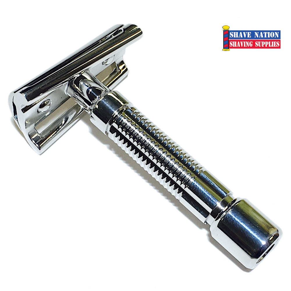 Premium Stainless Steel Slant Bar Safety Razor with 5 Astra Platinum Blades - Close Shave for Men, Durable & Ergonomic Design - Perfect for Wet Shaving & Travel Grooming