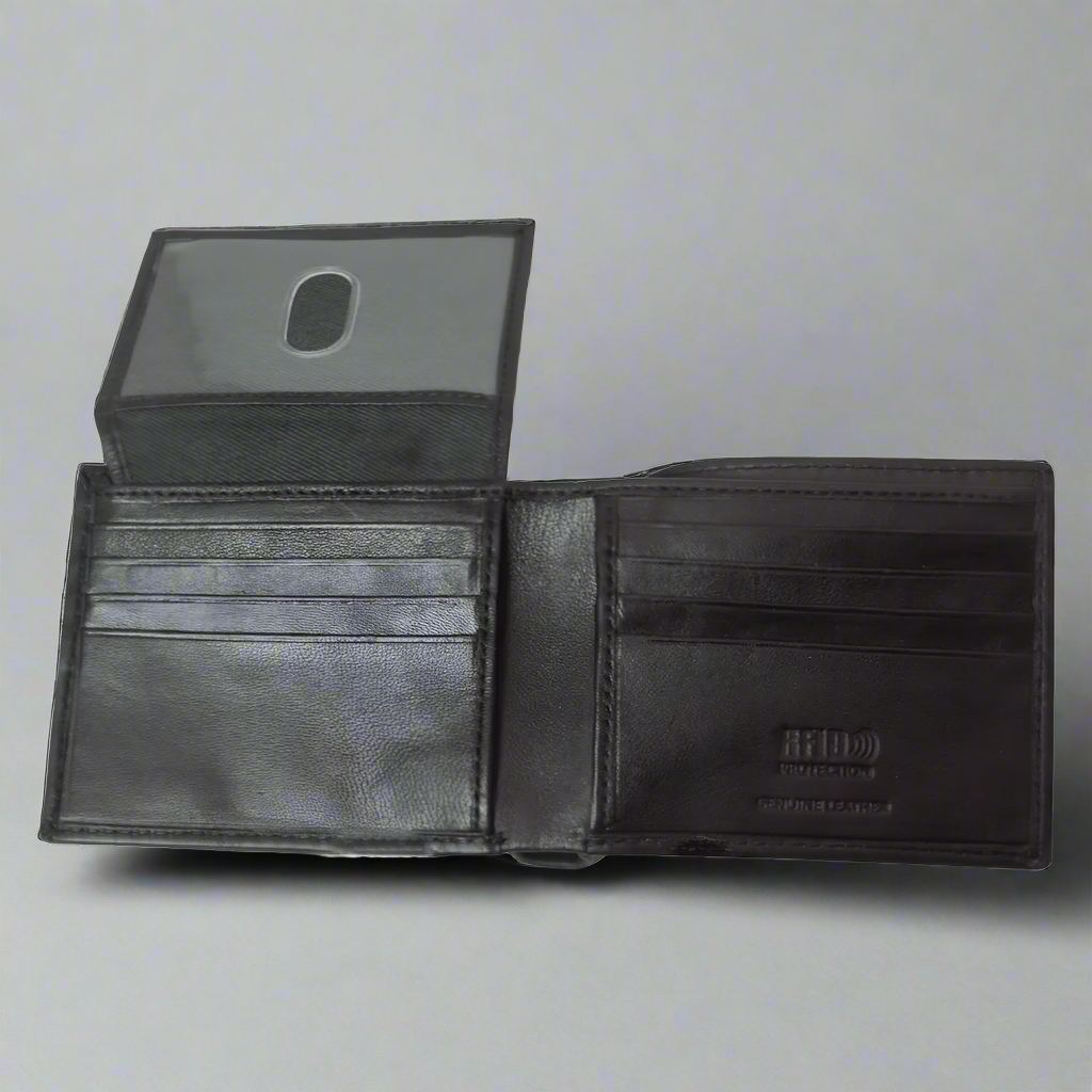 BOL Men's RFID Blocking Leather Wallet - Slim Trifold Design with Flip-Up ID Window - Perfect for Travel, Business & Everyday Use