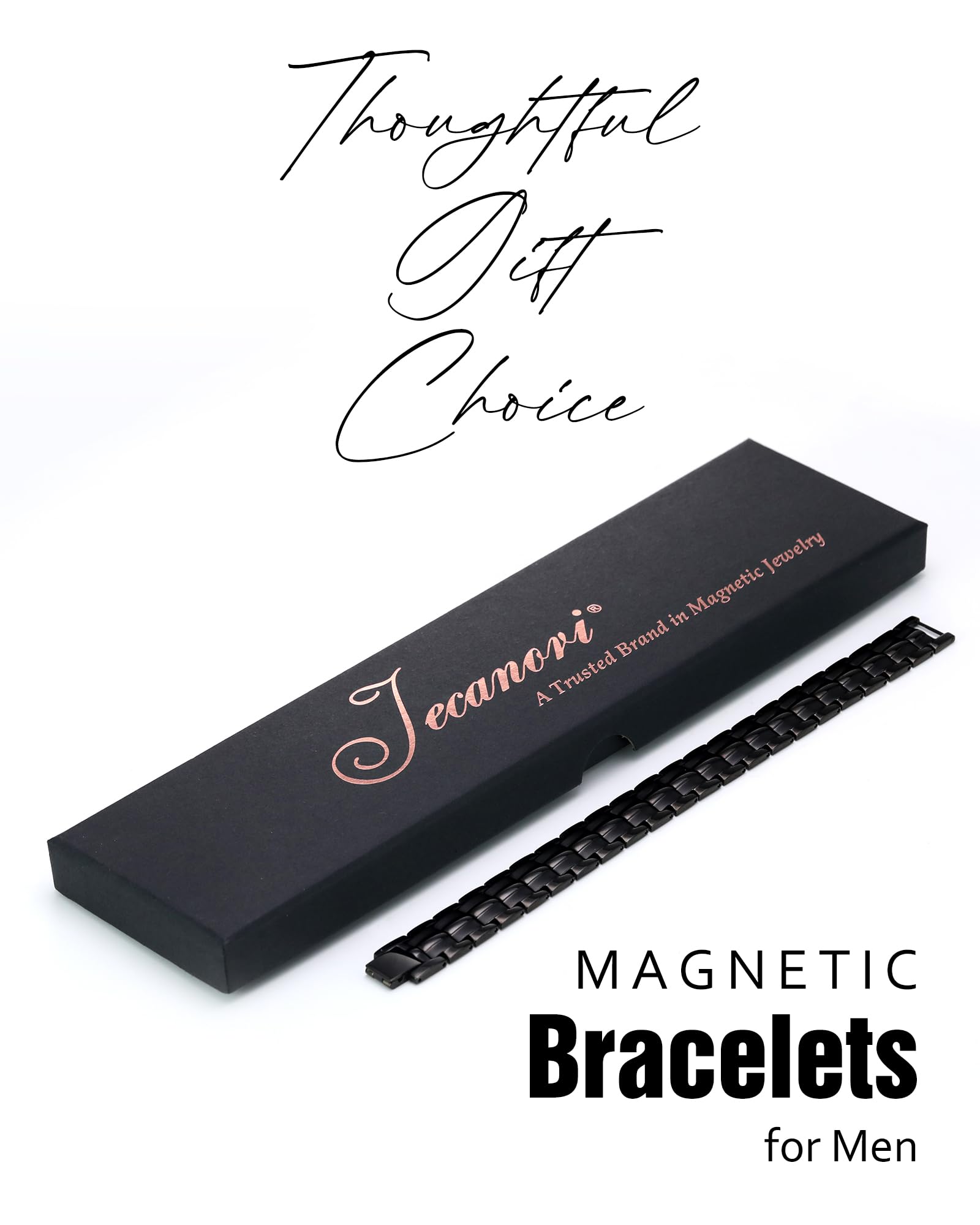 Jecanori Magnetic Therapy Bracelets for Women & Men - 3500 Gauss Strong Titanium Steel Magnetic Bracelet with Sizing Tool - Perfect for Pain Relief, Improved Circulation & Stylish Jewelry Gift for Everyday Wear