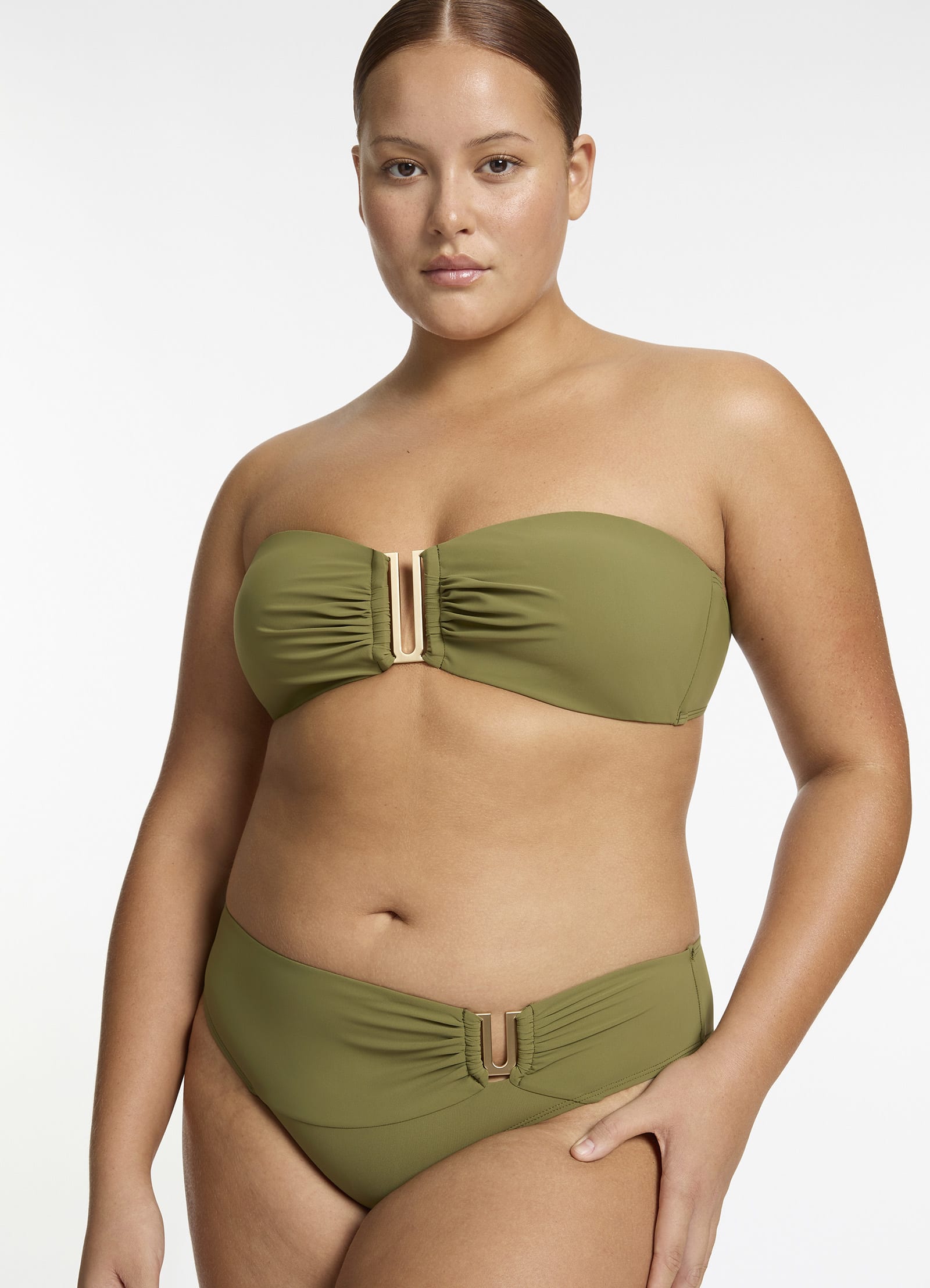 Jetset Bandeau Bikini Top - Moss Green Swimwear for Women | Perfect for Beach Vacations, Pool Parties & Summer Getaways