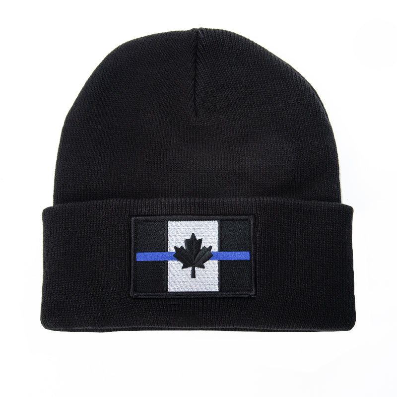 Haloid Solutions Canada Flag Beanie with Thin Blue Line - Patriotic Winter Hat for Men & Women - Perfect for Outdoor Activities, Sports, and Cold Weather