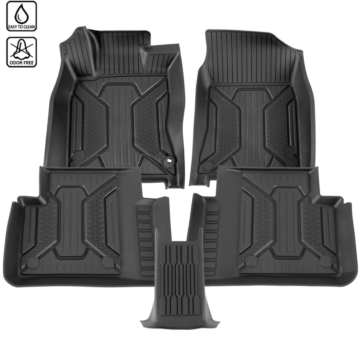 2016-2021 Honda Civic All-Weather Floor Mats - 5PC Set of TPE Injection Molded Front & Rear Floor Liners - Perfect for Daily Commuting, Road Trips & Weather Protection