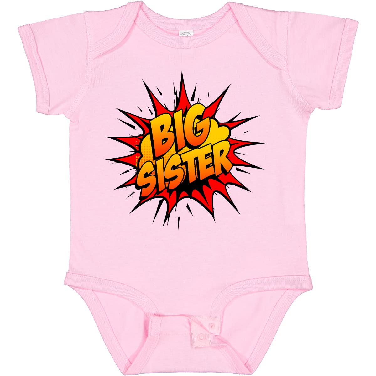 Inktastic Big Sister Super Hero Baby Bodysuit - Cute Cotton Onesie for Newborn & Infant - Perfect for Sibling Announcement, Baby Shower Gift & Family Photo Outfit
