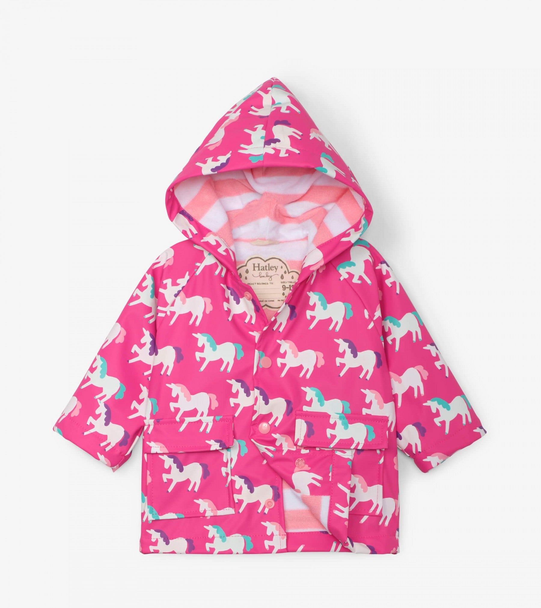 Hatley Baby Raincoat with Color Changing Unicorns - Waterproof Toddler Rain Jacket for Girls & Boys - Perfect for Outdoor Play, Park Visits & Rainy Day Adventures