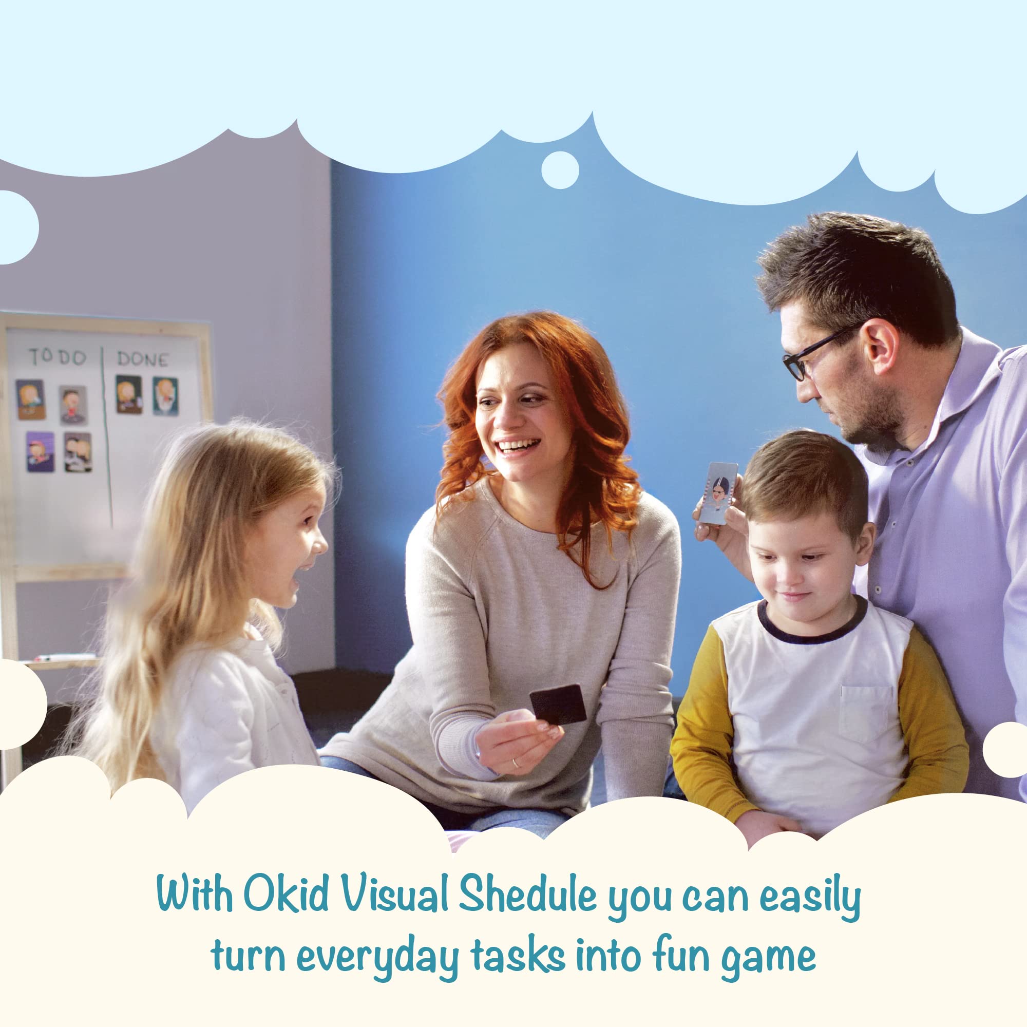OKID Magnetic Picture Cards for Kids - Visual Schedule for Daily Routines & Toddler Activities, Autism & ADHD Communication Tools with Picture Exchange System - Perfect for Home, Classroom & Therapy Use