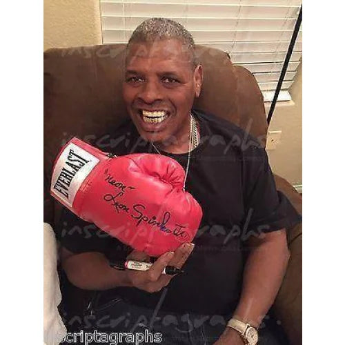 Leon Spinks Jr. Signed Boxing Glove with COA - Limited Edition #D/10 - Rare Neon Autograph - Muhammad Ali Rival - Perfect for Boxing Memorabilia Collectors & Sports Fans Display