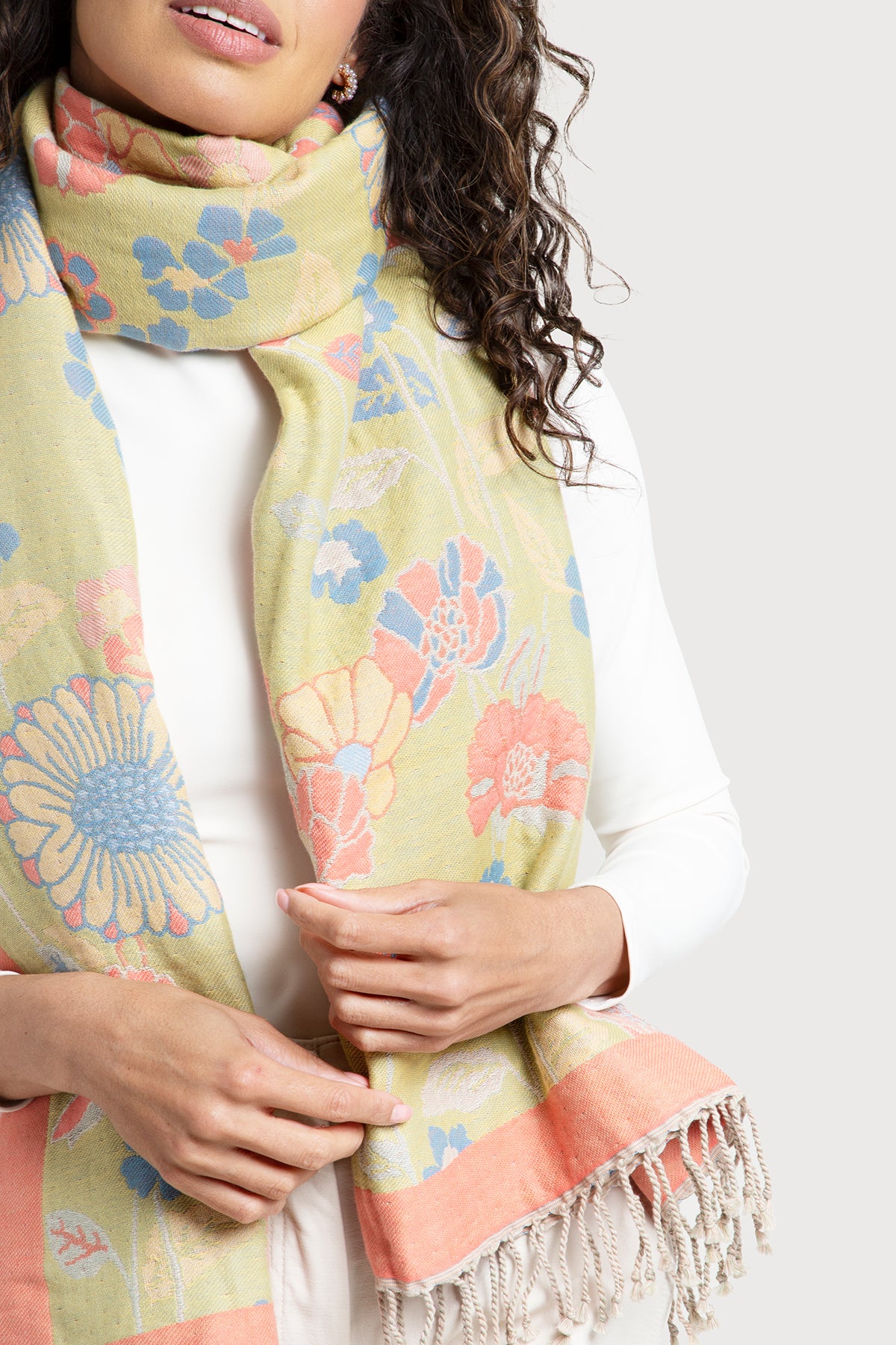 Fiore Pastel Reversible Scarf - Soft Lightweight Womens Fashion Accessory for Spring & Fall Outfits | Perfect for Work, Travel and Casual Wear