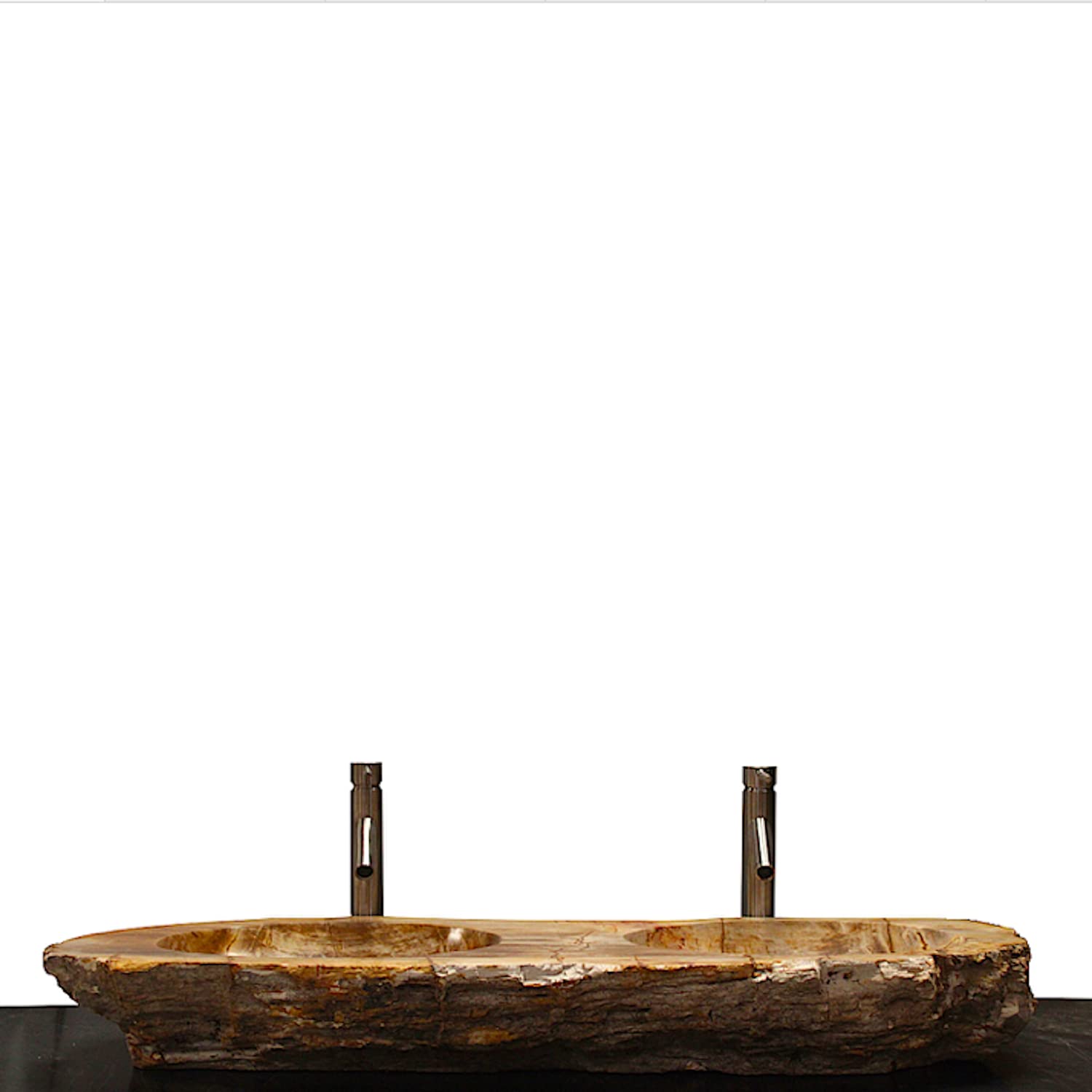 Petrified Wood Double Basin Vessel Sink - Modern Bathroom Vanity Top with Natural Stone Finish | Perfect for Master Bath, Powder Room & Luxury Home Decor