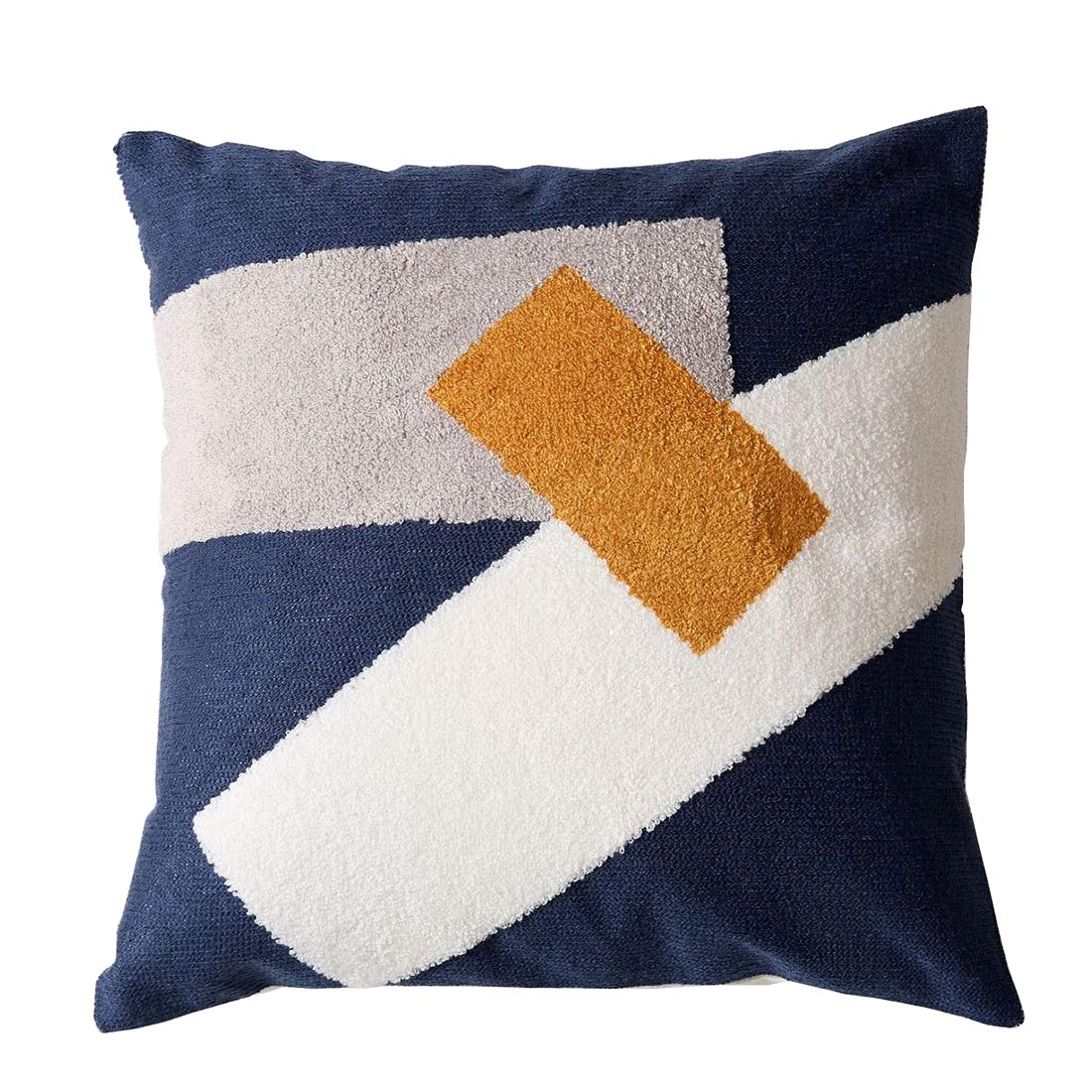 Boho Geometric Tufted Throw Pillow Cover - 18x18 Inch Farmhouse Cotton Embroidery Square Cushion Case for Sofa, Couch & Bed Decor - Bohemian Home Accent for Living Room, Bedroom & Nursery
