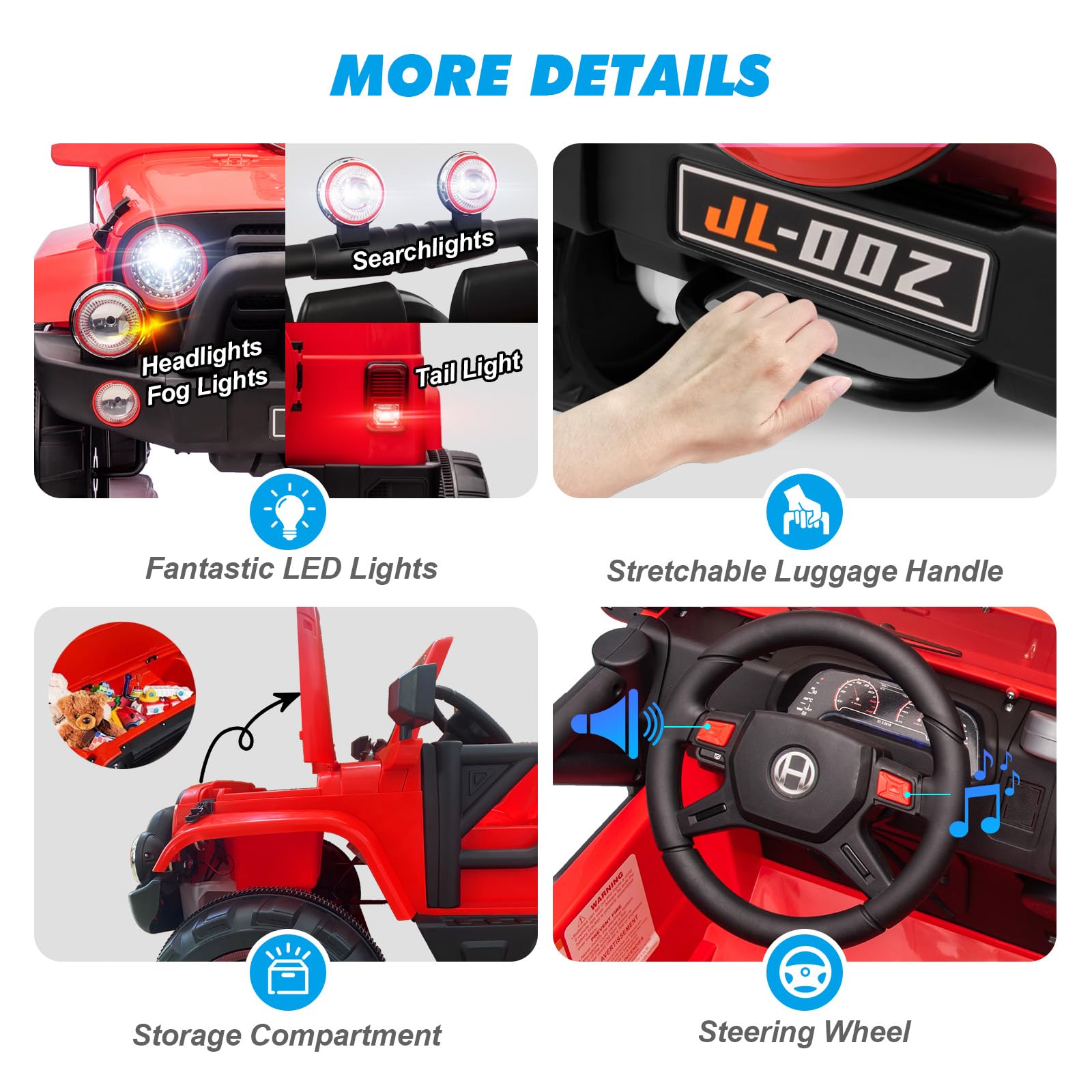 12V Kids Electric Ride On Truck - 2 Seater with Parental Remote Control, MP3 Player & LED Lights | Spring Suspension for Smooth Ride | Perfect for Birthday Gifts & Outdoor Play (Red)