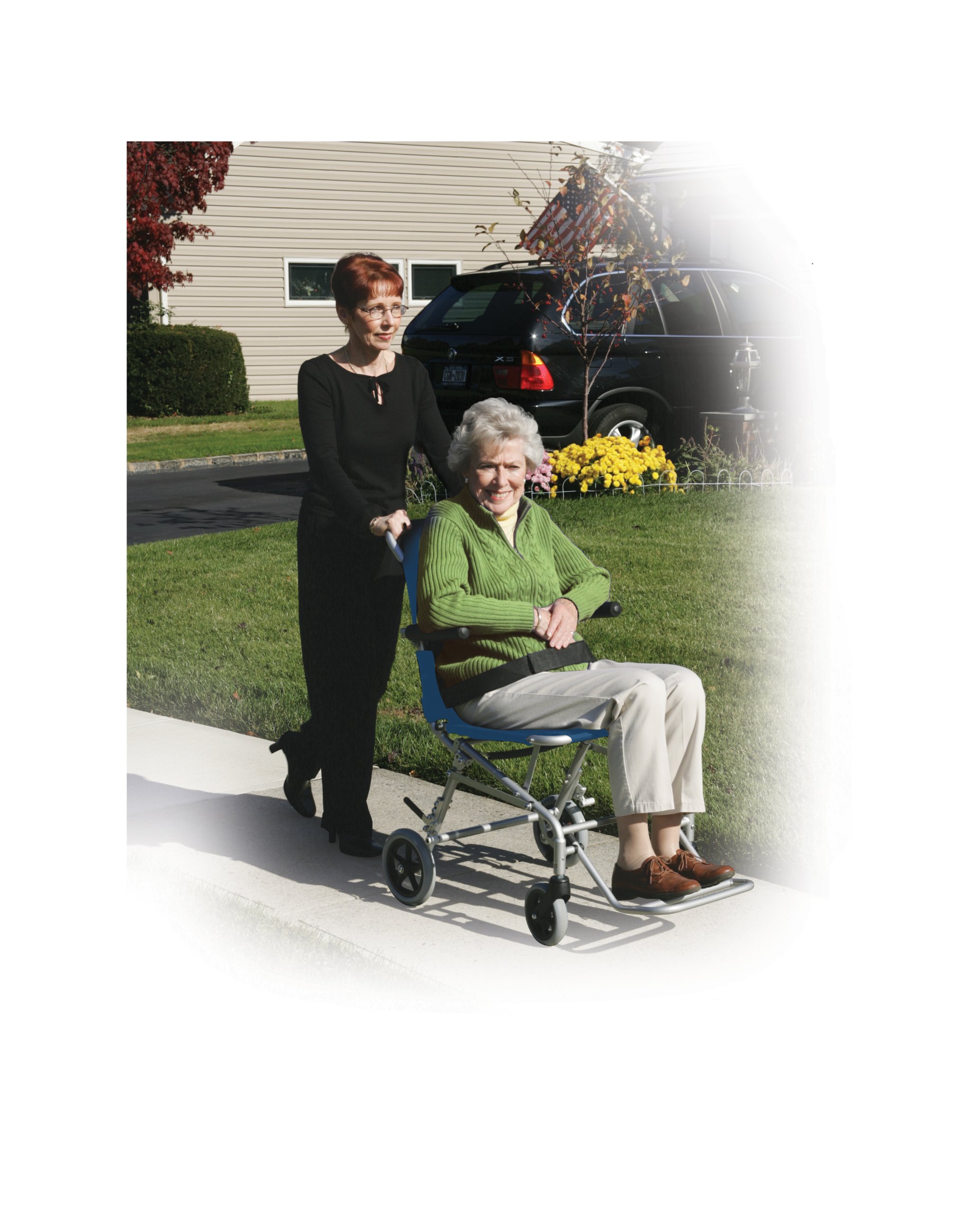Drive Medical Lightweight Folding Transport Wheelchair with Carry Bag & Flip-Back Arms - Portable Mobility Aid for Travel, Doctor Visits, and Indoor/Outdoor Use