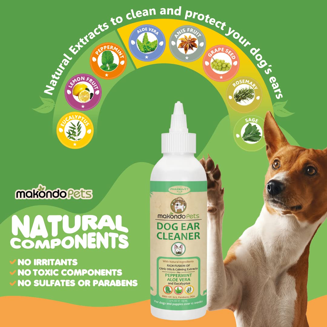 **Peppermint Dog Ear Cleaner Solution – Removes Wax, Debris & Odor – Natural Puppy & Cat Ear Wash Drops – Stops Head Shaking – Perfect for Regular Pet Ear Care & Grooming**
