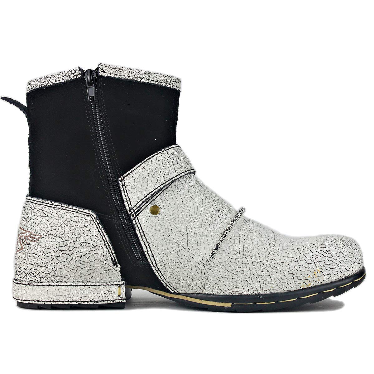 Stylish Men's Chukka Cowboy Boots - Leather Motorcycle & Hiking Ankle Boots with Side Zipper - Fashion Casual Footwear (White) - Perfect for Riding, Outdoor Adventures & Everyday Wear