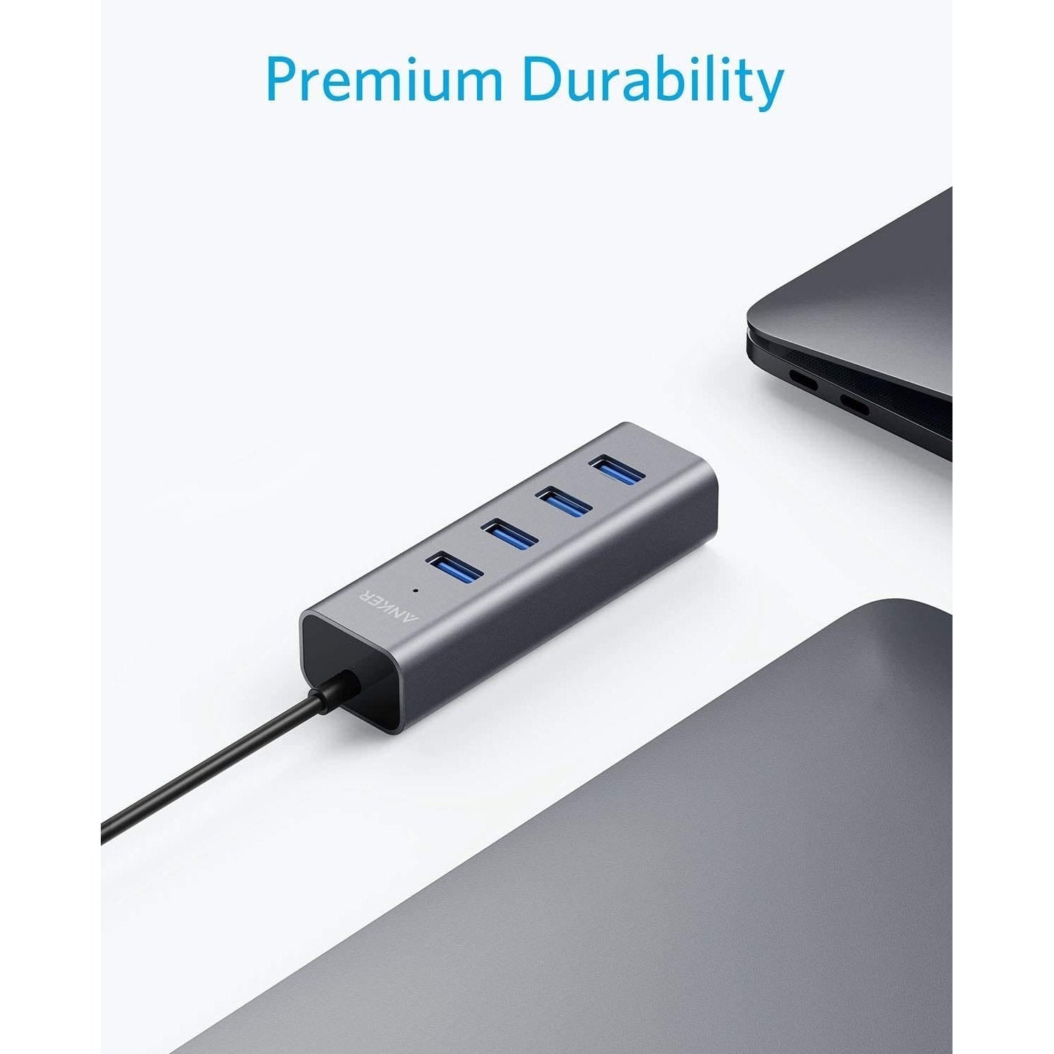 Anker USB C Hub 4-in-1 - Aluminum USB C Adapter with 4 USB 3.0 Ports - Compatible with MacBook Pro/Air 2021-2017, Chromebook, Dell XPS, Samsung Galaxy S9/S8 - Perfect for Home Office, Travel & Multi-Device Connectivity