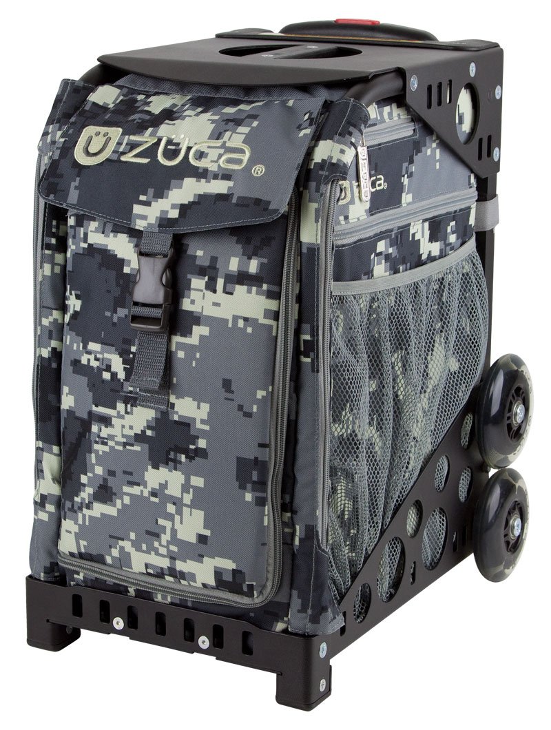 ZUCA Anaconda Rolling Backpack - Camouflage Gray/Black with Black Frame & Non-Flashing Wheels - Perfect for School, Travel, and Gym Use