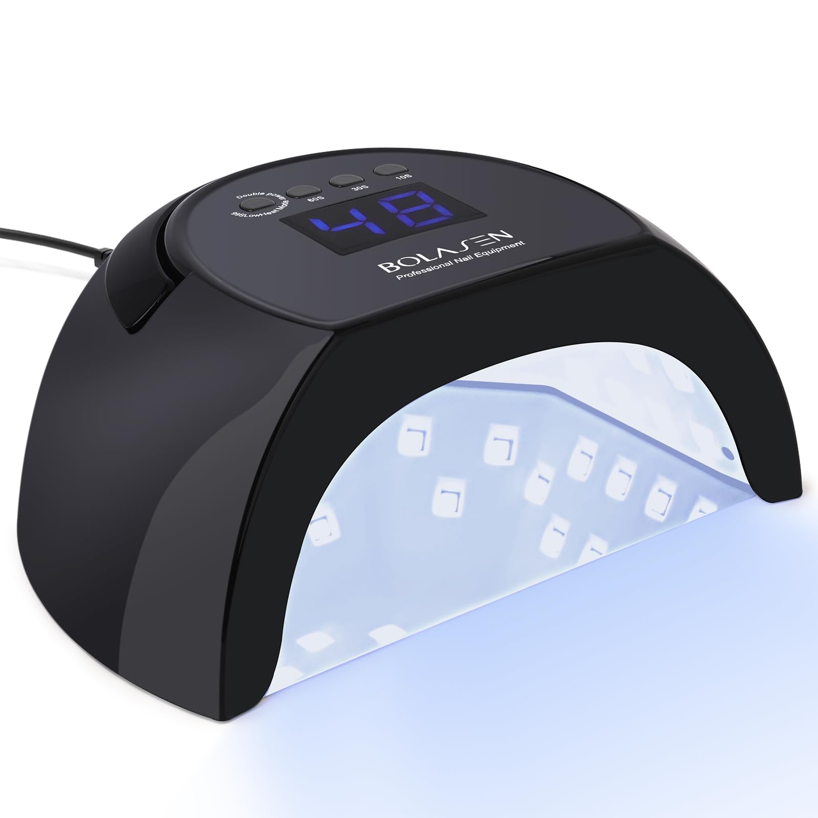 BOLASEN 80W UV LED Nail Lamp for Gel Polish - Professional Nail Dryer with Metal Base, 42 LED Lights, 4 Timer Settings & Auto Sensor | Perfect for Home & Salon Manicures | Great Gift for Women & Girls | i2 Plus (Plug-in Black)