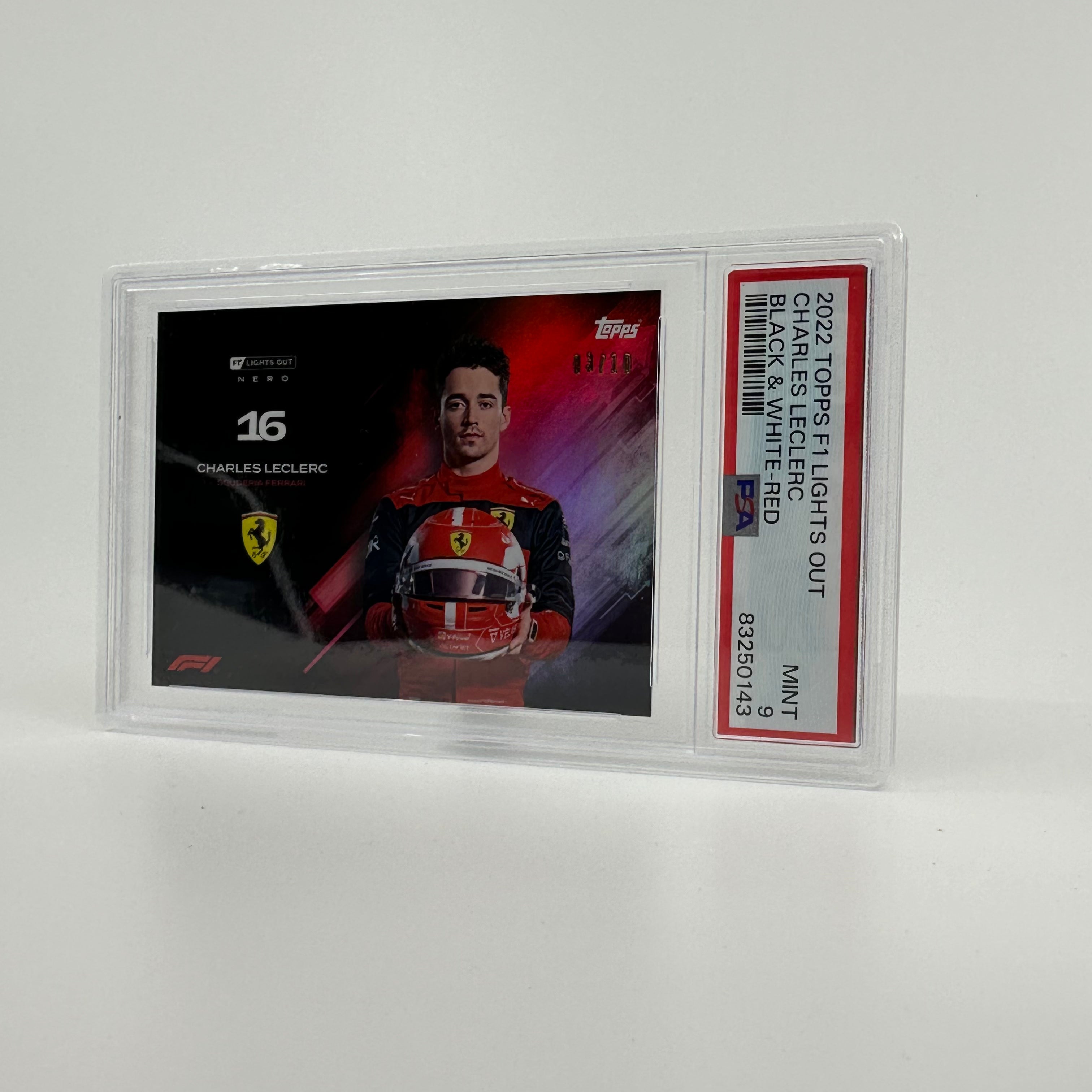 PSA 9 Graded 2003 Topps Charles Leclerc Rookie Card - Black & White Parallel with Red Accents - Perfect for F1 Collectors & Racing Memorabilia Displays