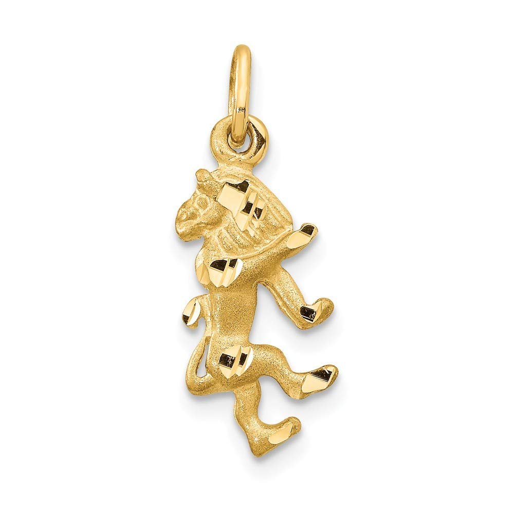 14K Yellow Gold Solid Satin Leo Zodiac Charm Pendant Necklace - 13x9mm Astrological Jewelry Gift for Women, Birthday, Anniversary & Everyday Elegance