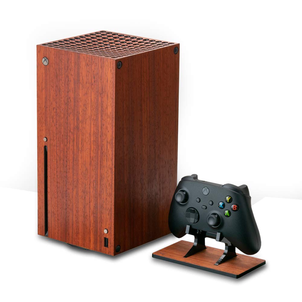 Premium Real Wood Skin Cover for Xbox Series X Console - Includes FREE Controller Stand - Perfect for Gaming Setup & Home Decor